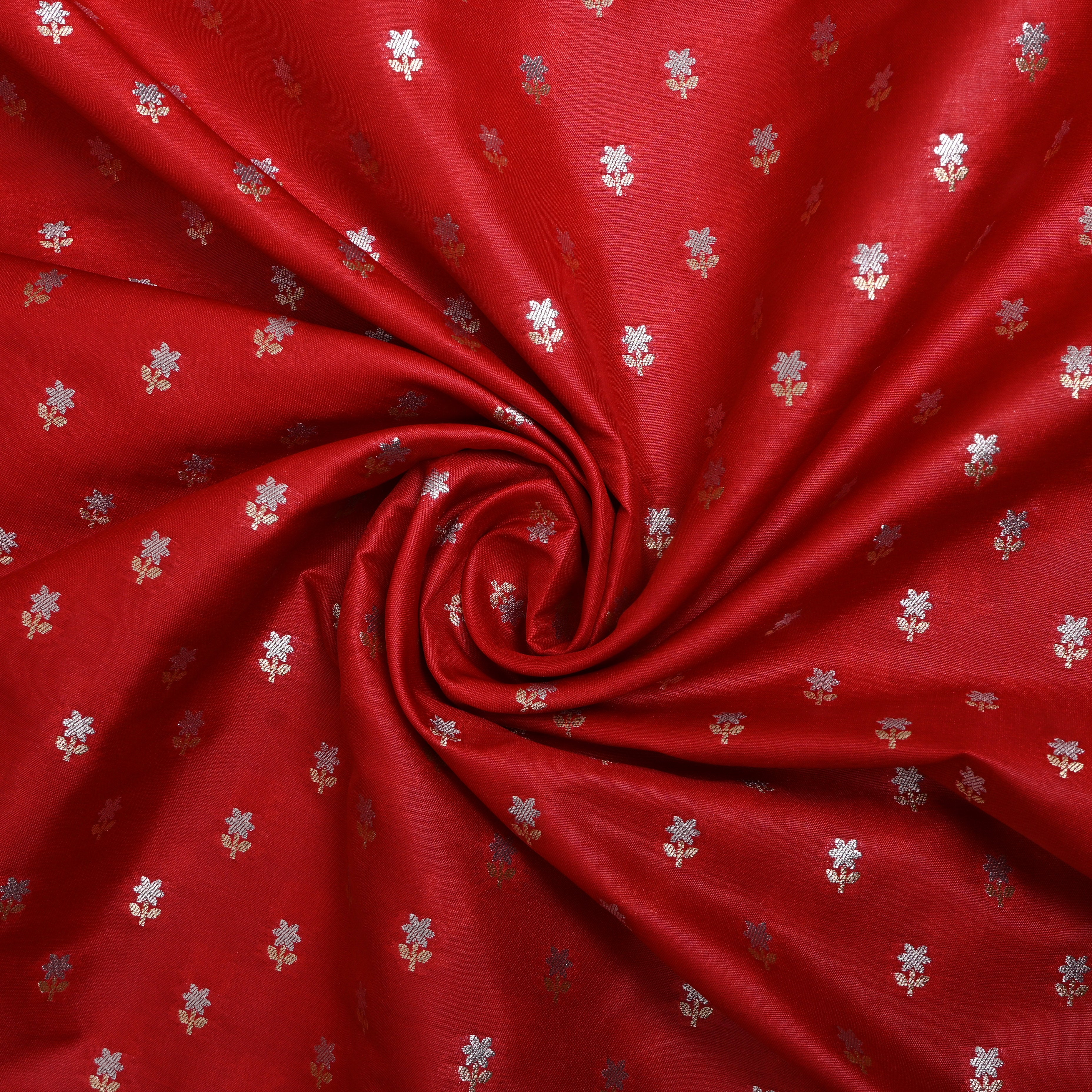 Scarlet Red Jamawar Silk Fabric