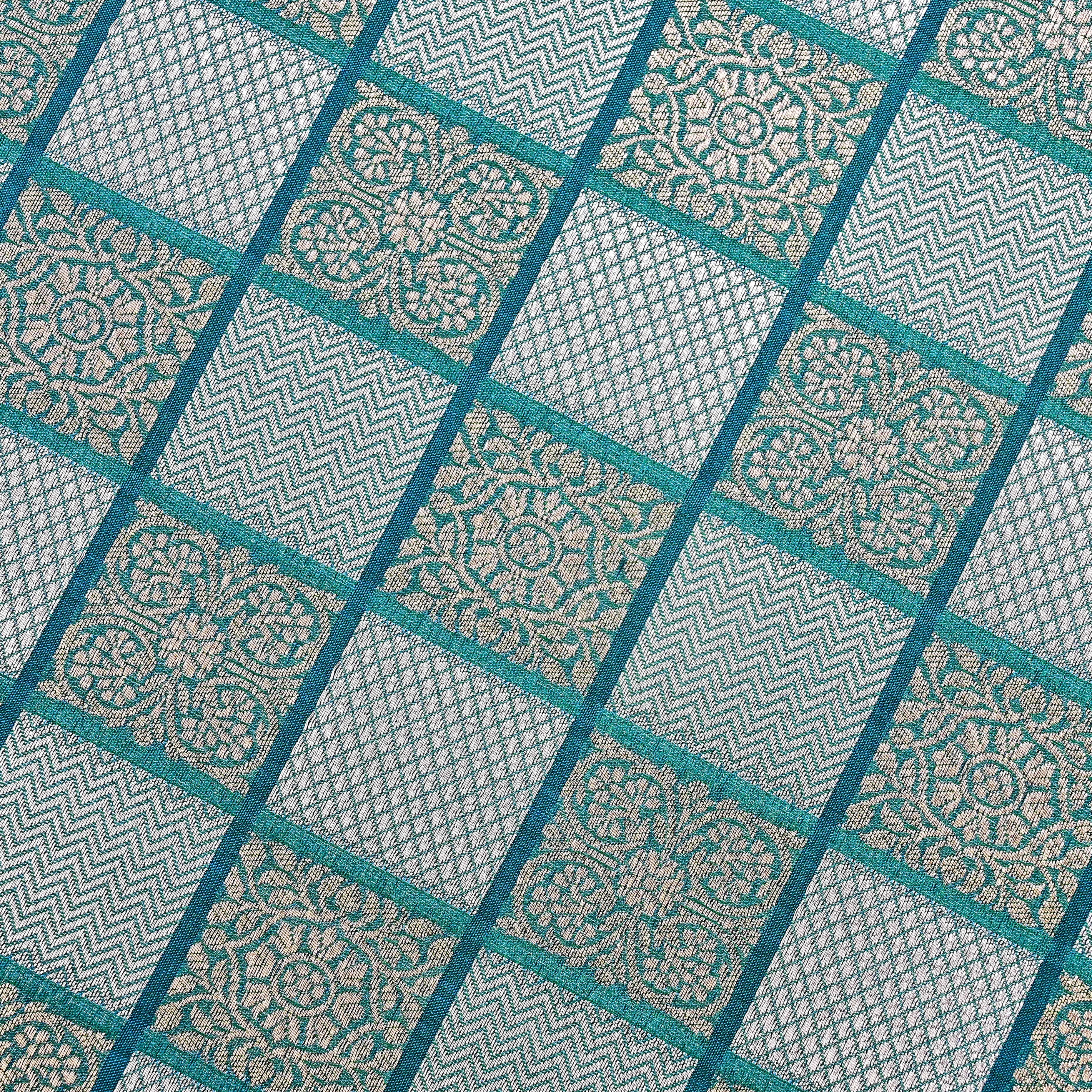 Shamrock Green Banarasi Fabric With Checked Pattern