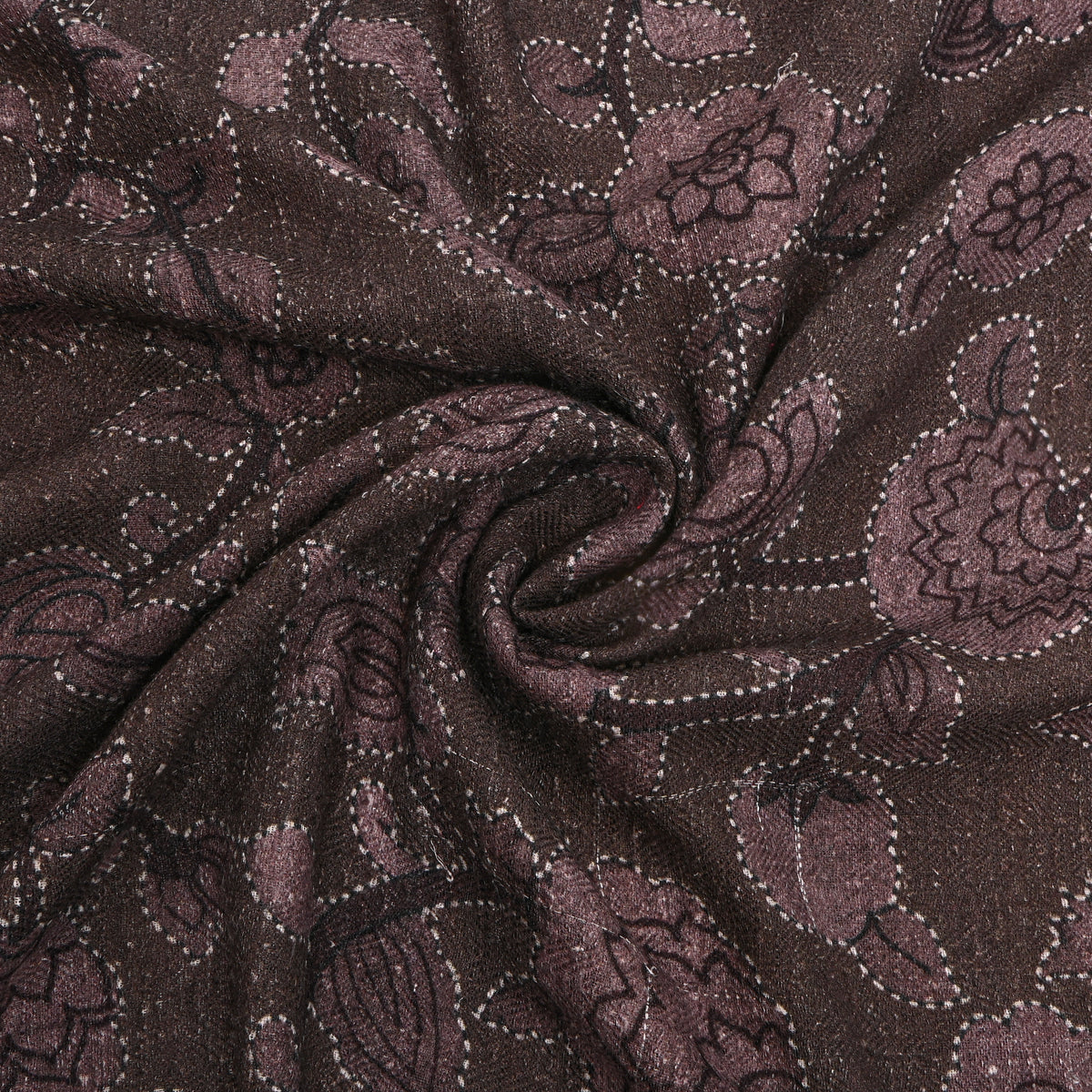 Cocoa Brown Floral Digital Print Raw Silk Fabric