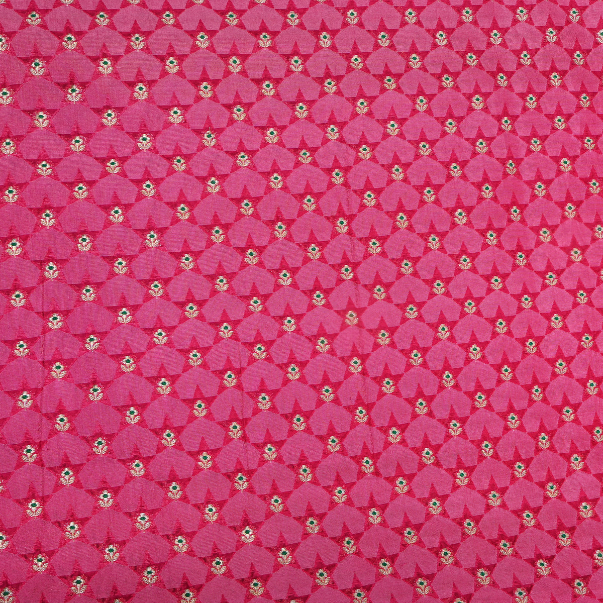 Rose Pink Silver Zari Butti Self Weave Jamawar Silk Fabric