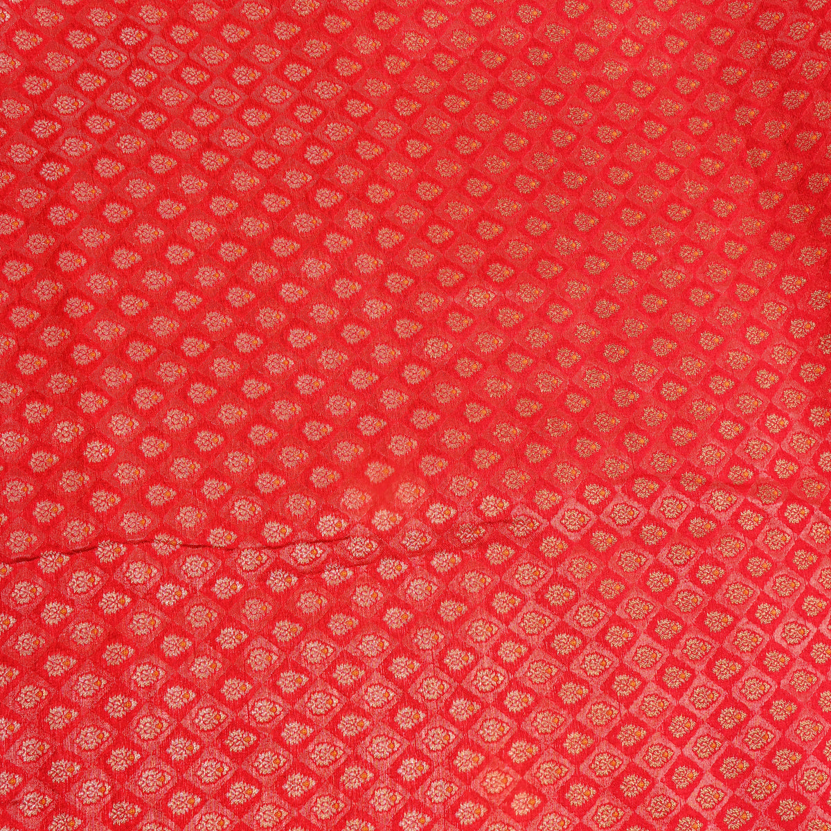 Crimson Red Dense Gold Zari Check Jamawar Silk Fabric