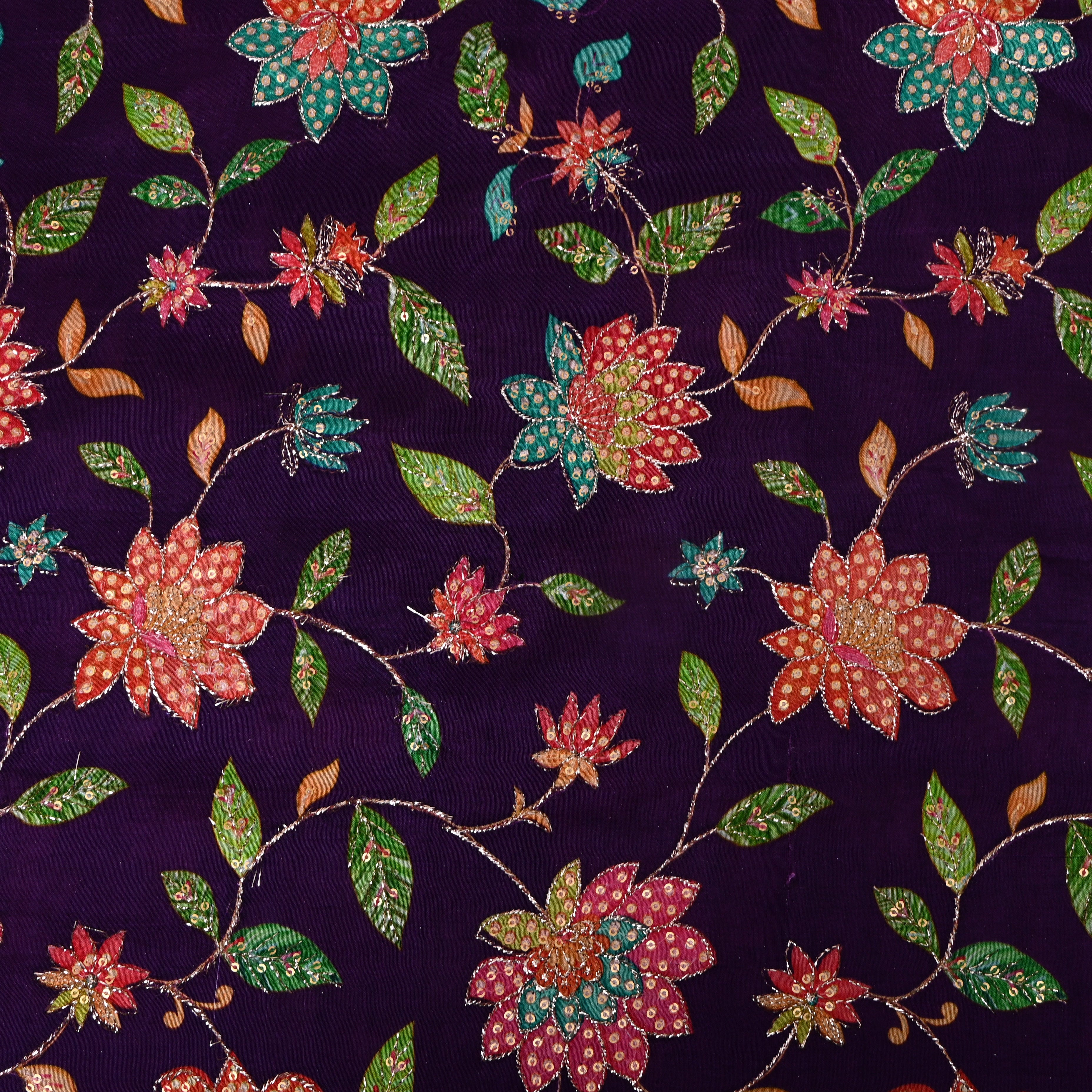 The Rich Vilot With Multicolour Floral Meenakari Embrodiery All Over The Silk Fabric