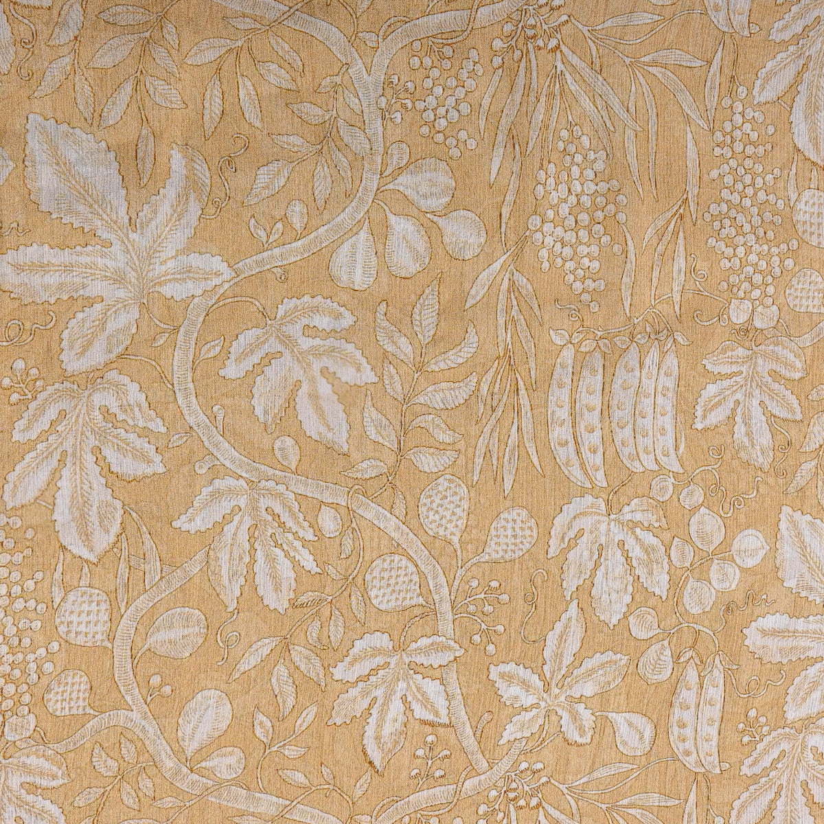 Sand Chiffon With Ivory Leaf And Vine Print