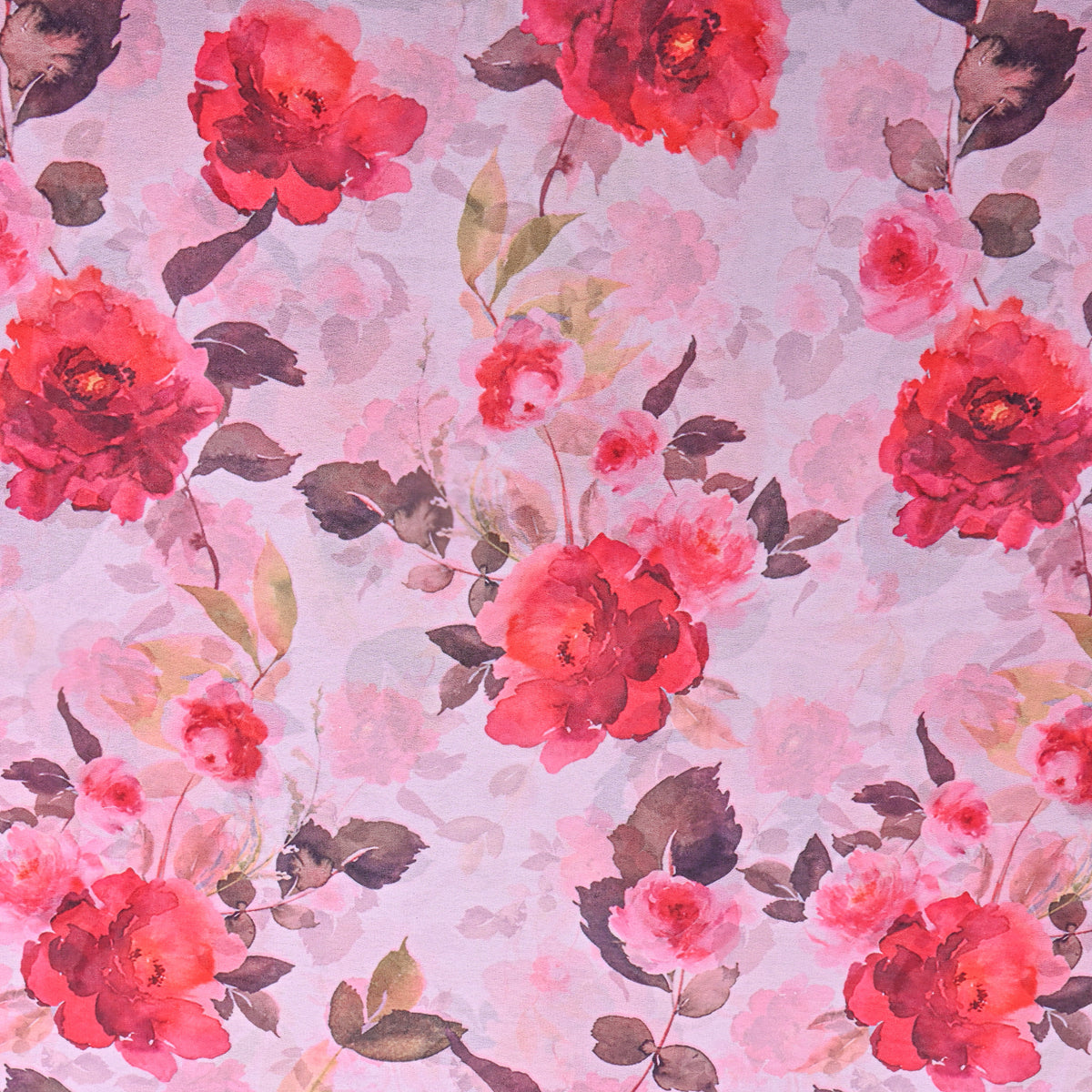 Rose Pink Floral Print Georgette Fabric