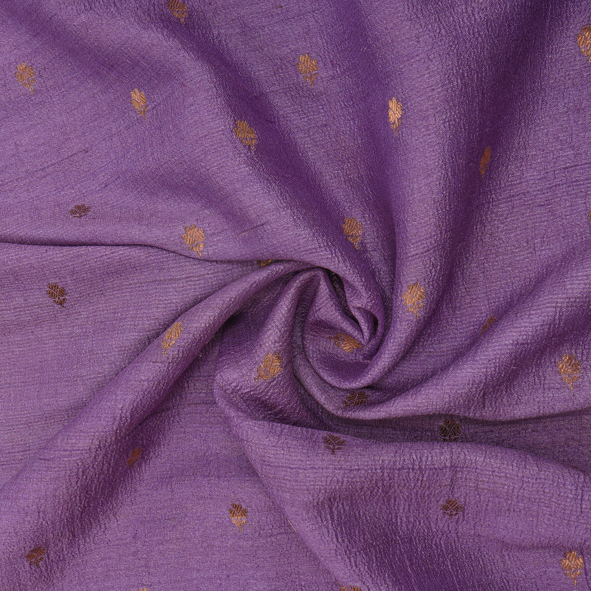 Amethyst Antique Gold Floral Butti Jamawar Silk Fabric