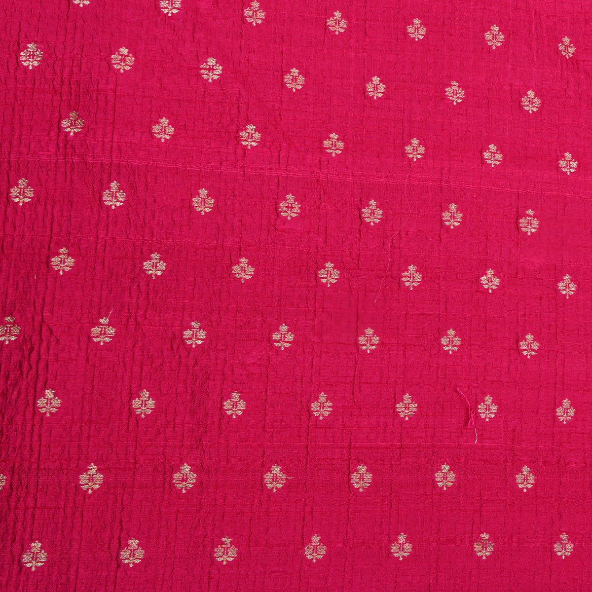 Raspberry Pink Silver Zari Butti Self Weave Jamawar Silk Fabric