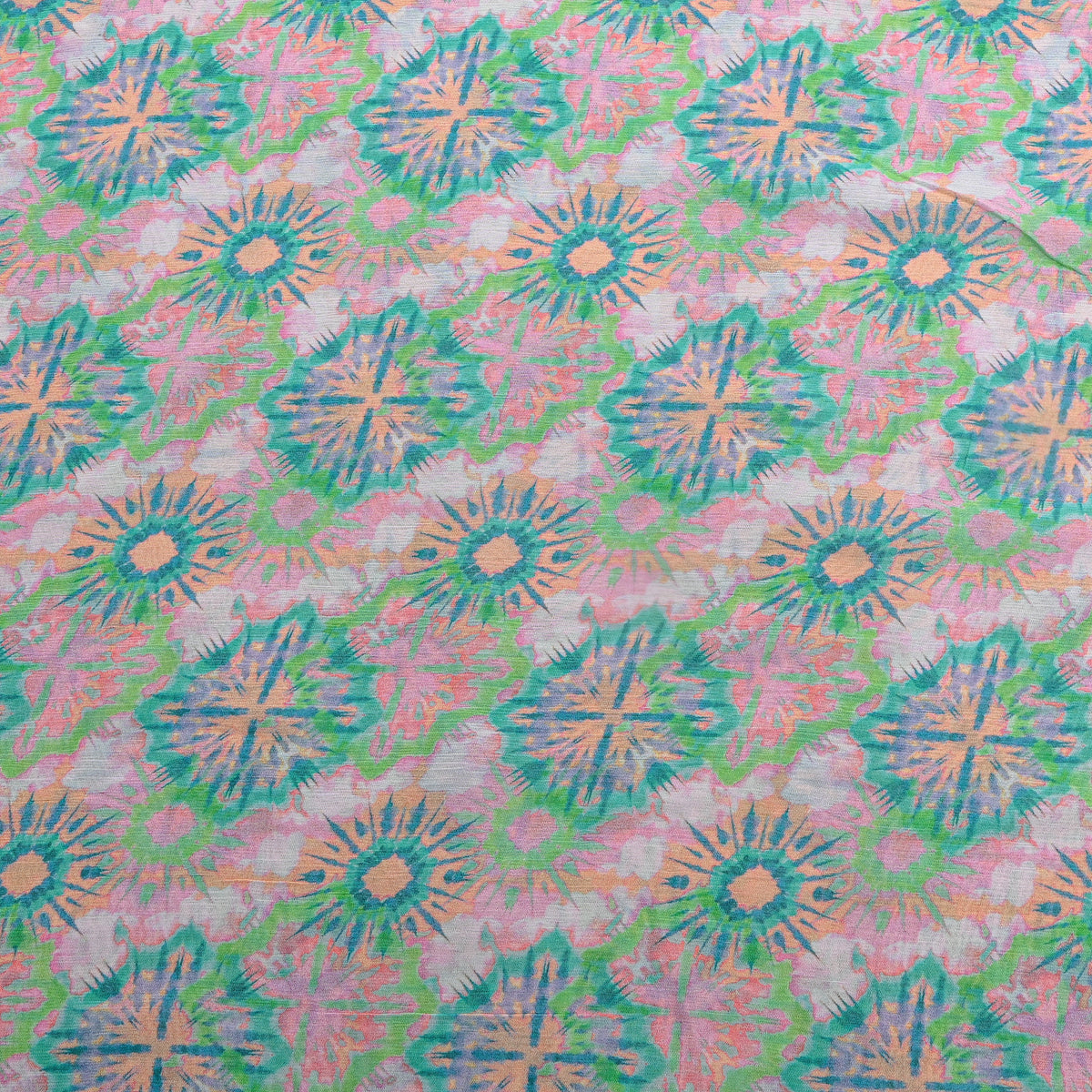 Spearmint Green Medallion Digital Print Georgette Fabric