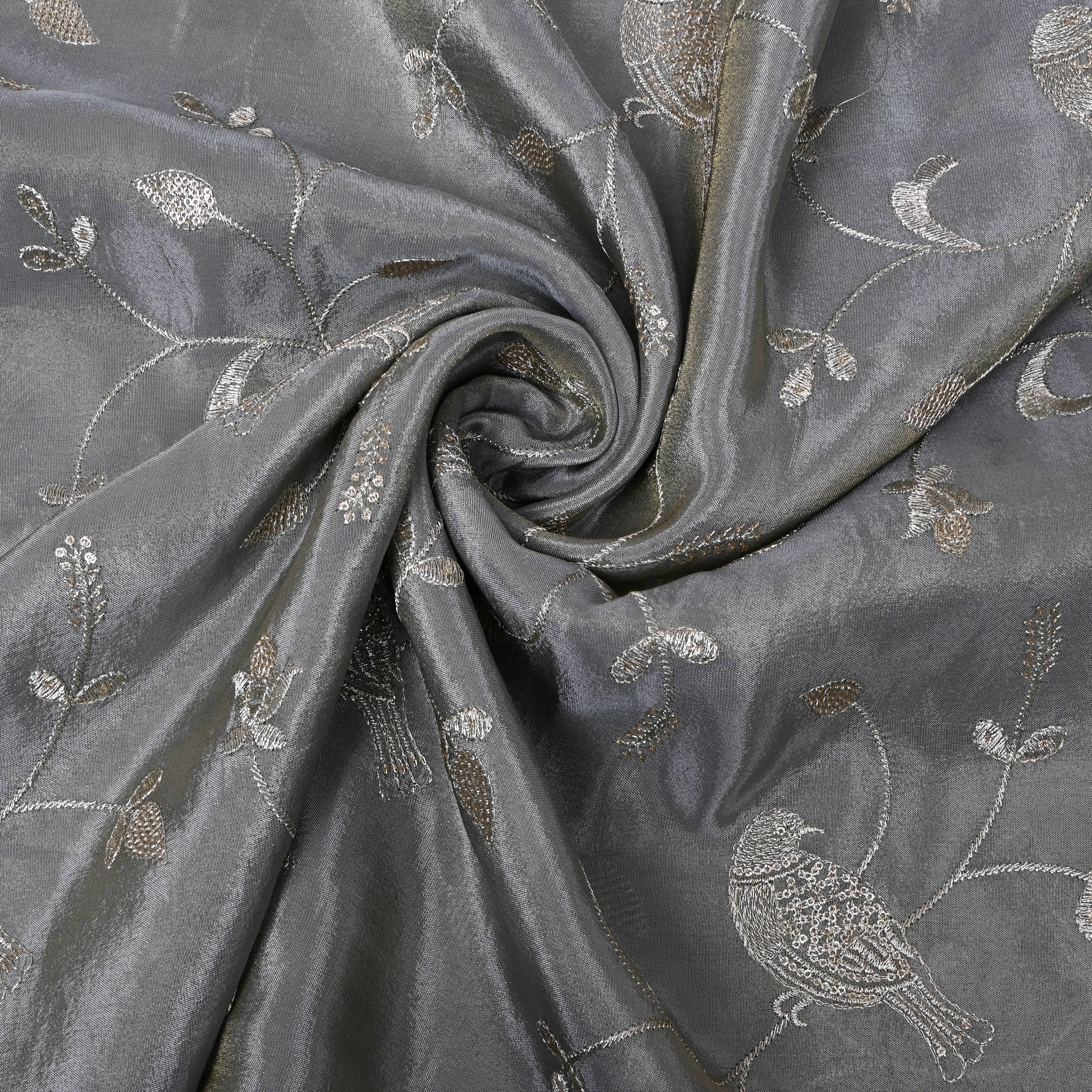 Fossil Gray Pigeon Embroidery Tissue Fabric