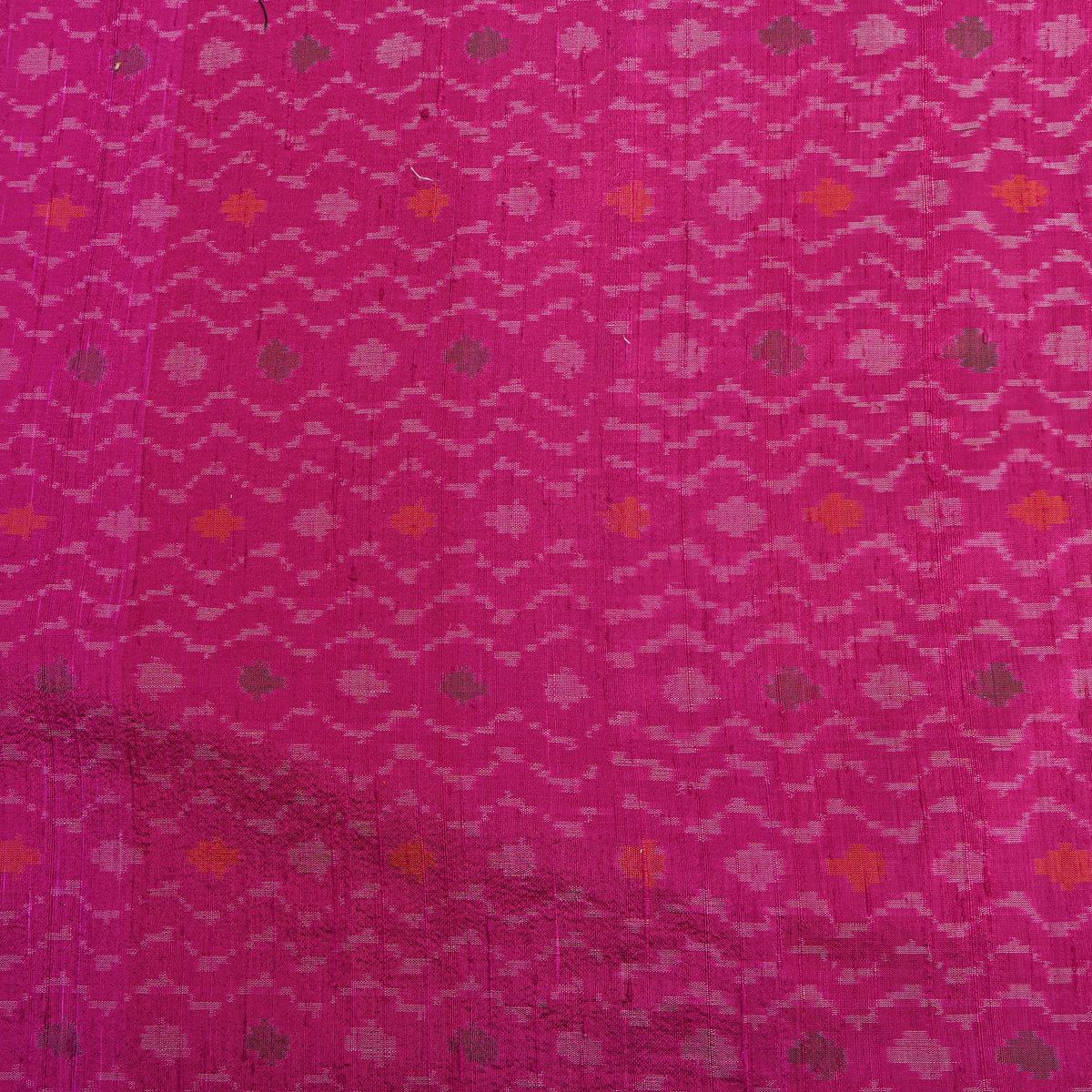 Magenta Pink Wave Ikat Dupion Silk Fabric