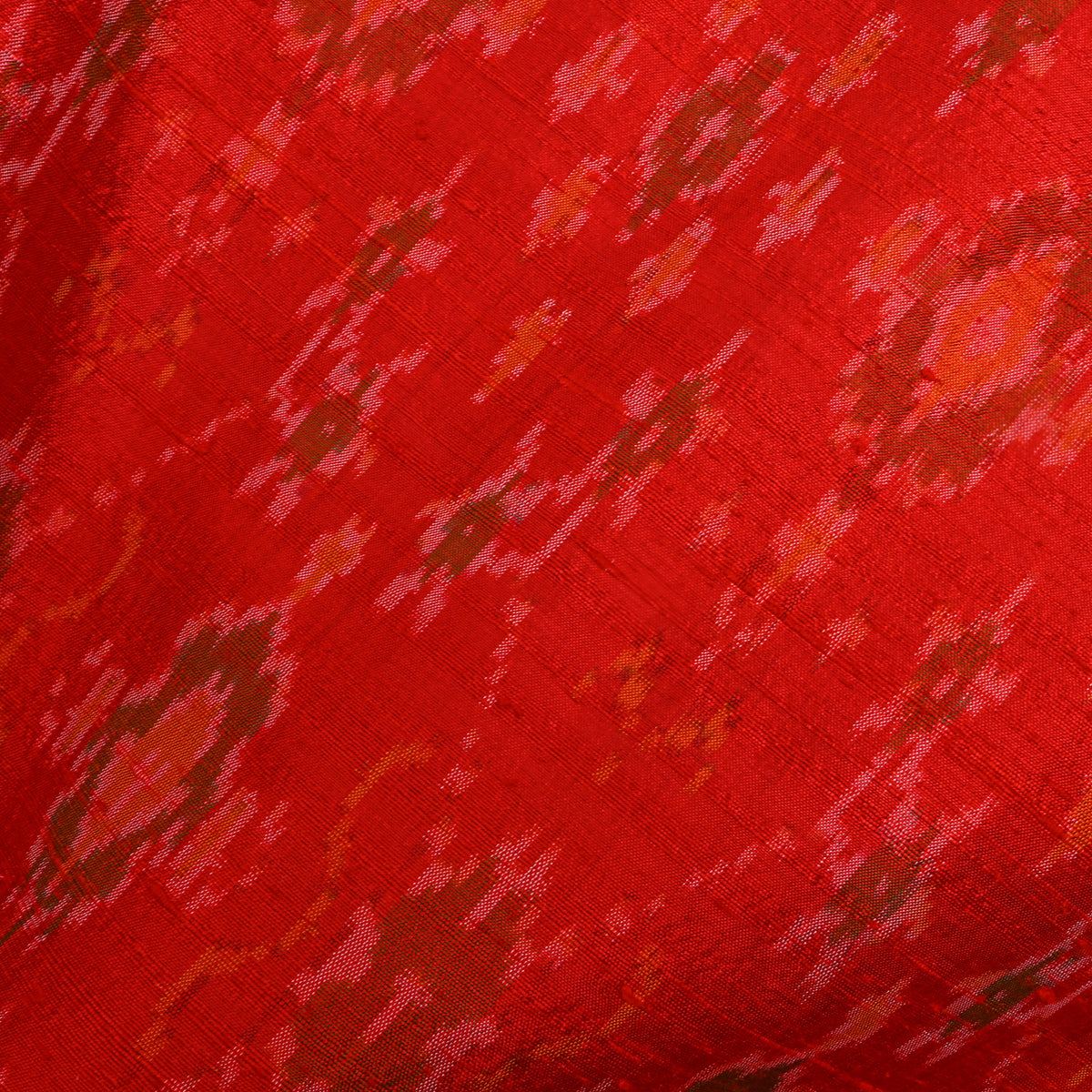Burnt Orange Diamond Lattice Ikat Dupion Silk Fabric