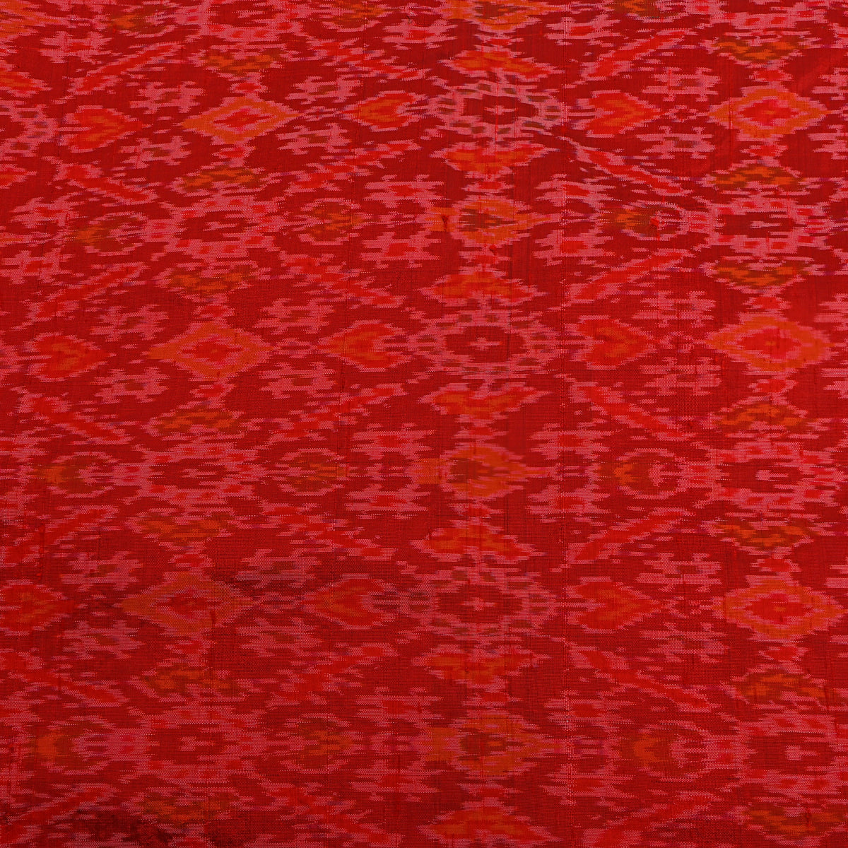 Crimson Red Diamond Ikat Printed Dupion Silk Fabric