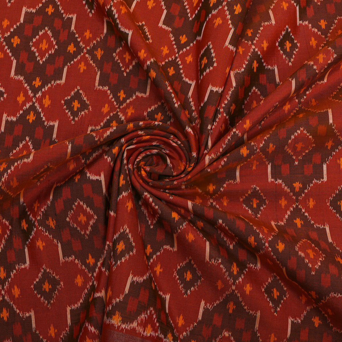 Umber Multi Ikat Silk Fabric