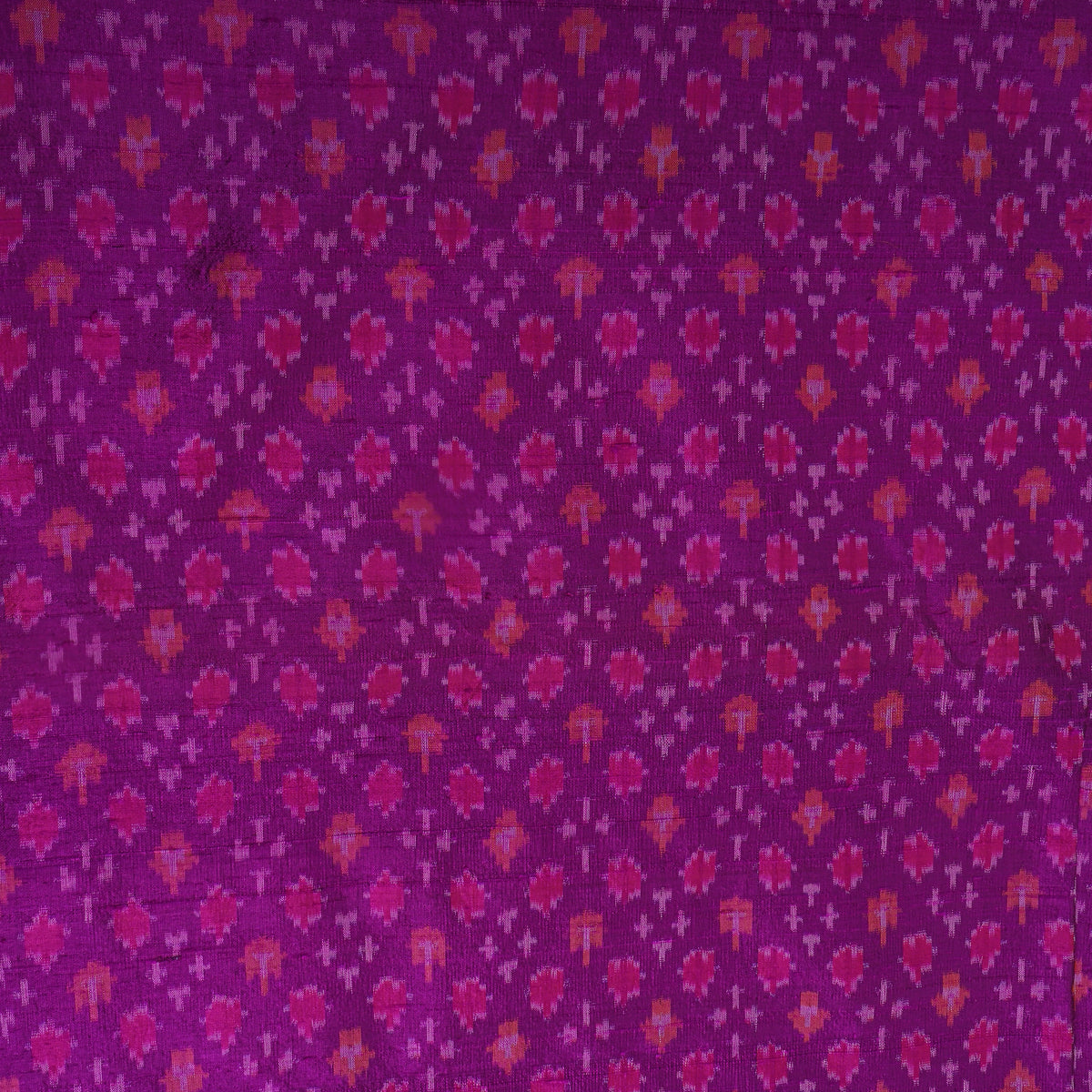 Plum Purple Geometric Ikat Dupion Silk Fabric