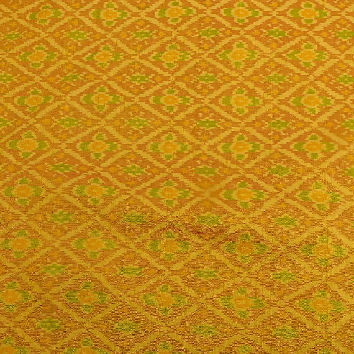 Sunflower Yellow Ikat Diamond Raw Silk Fabric