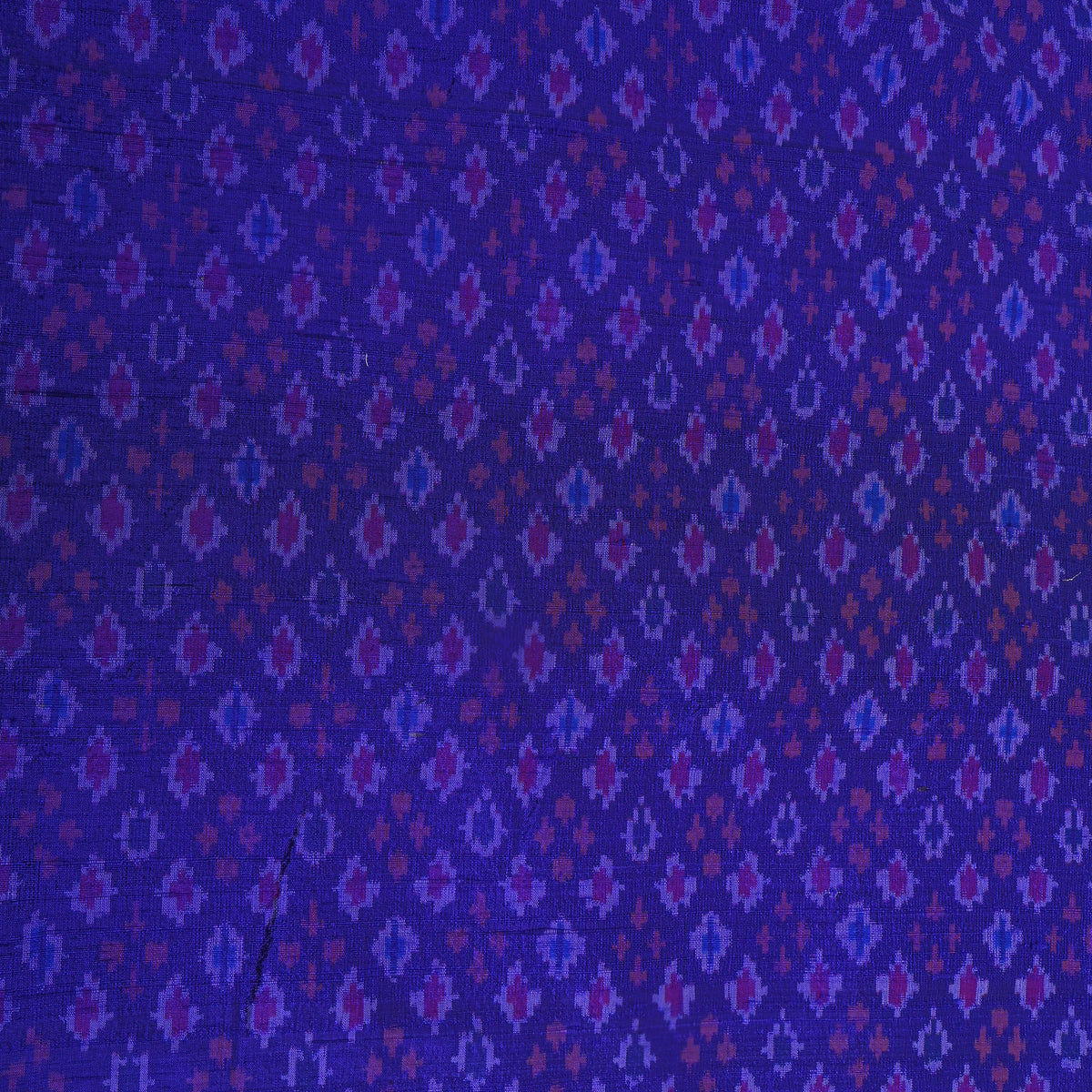 Indigo Blue Trellis Ikat Dupion Silk Fabric