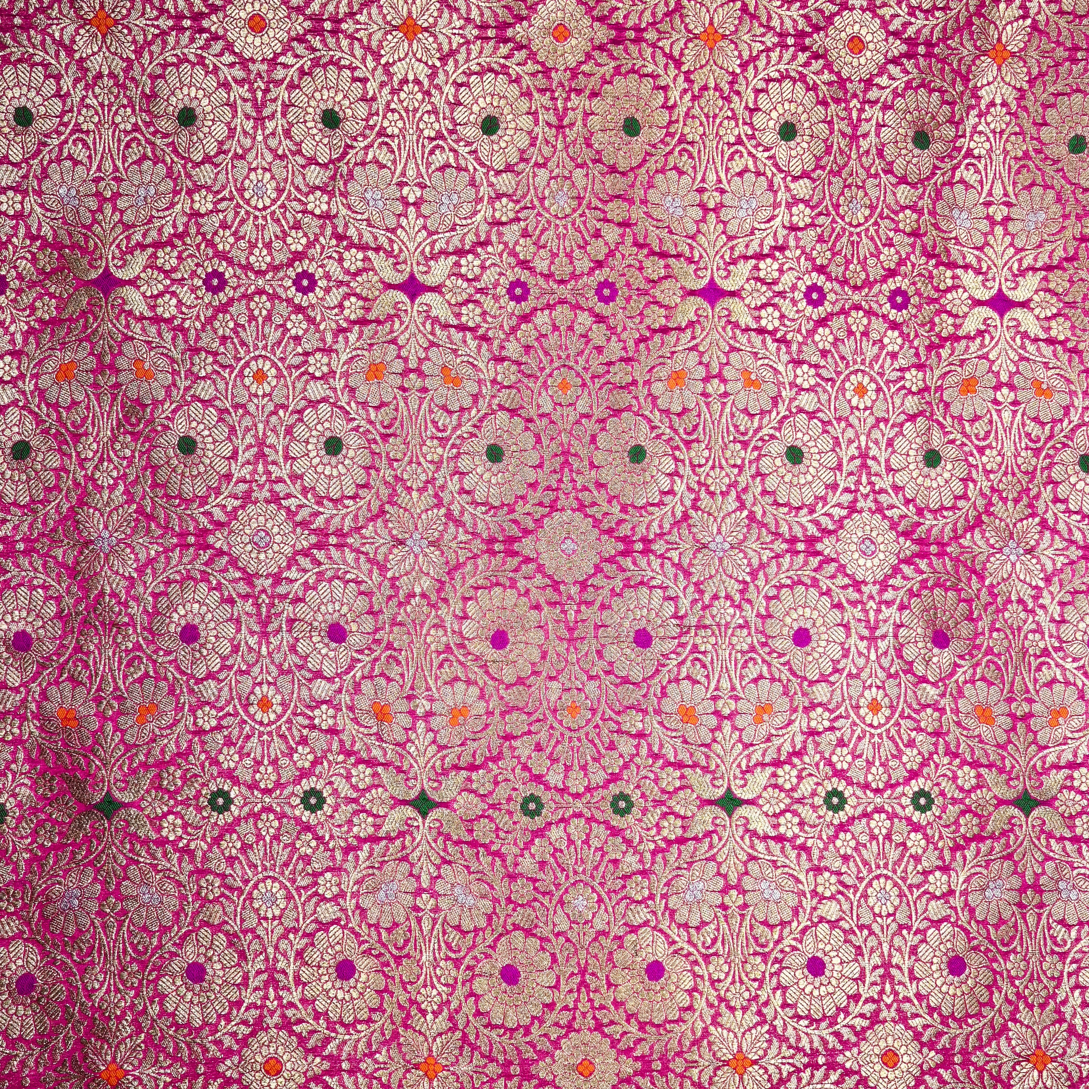 Rose Pink Banaras Fabric With Meenakari Design