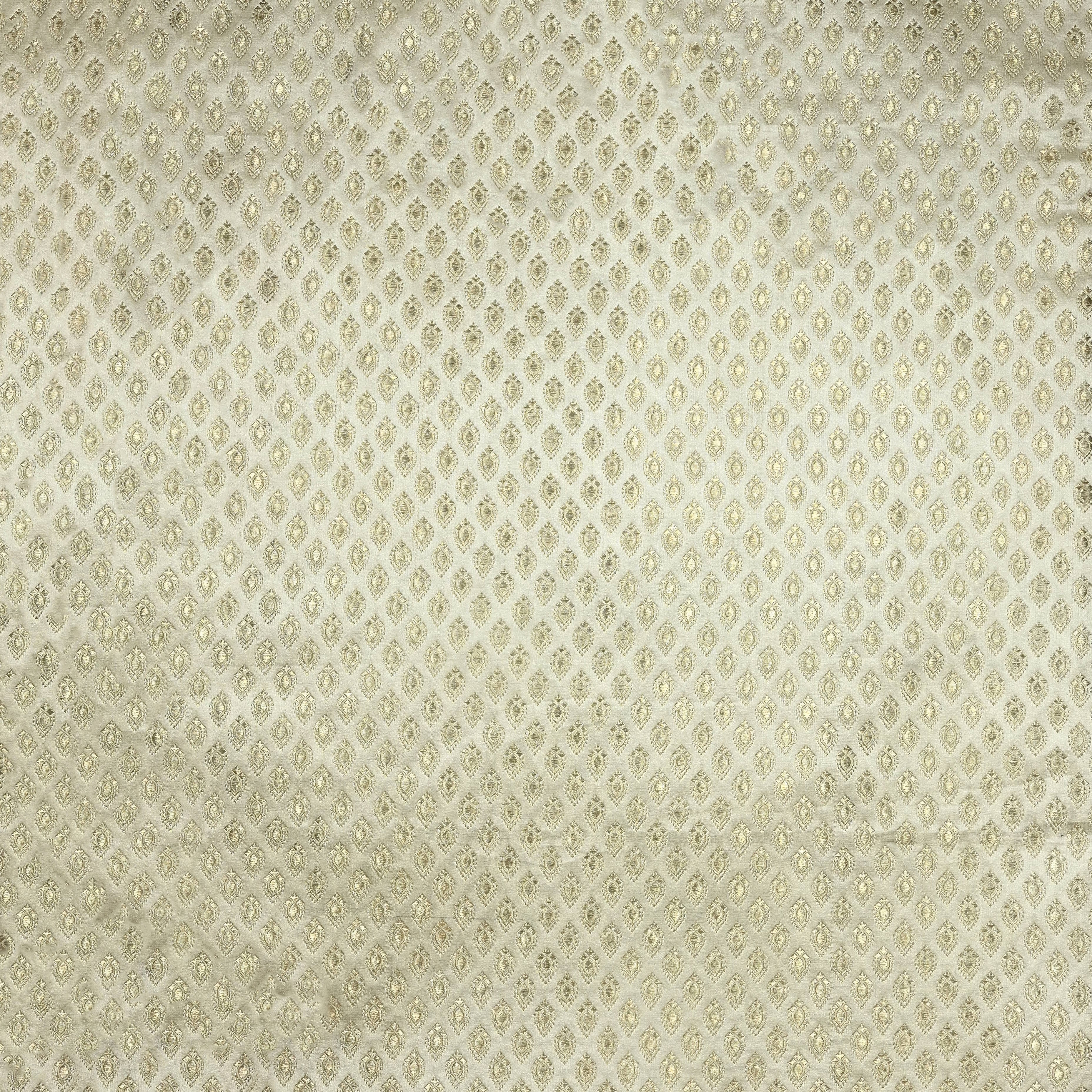 Vanilla Gold Jamawar Satin Fabric