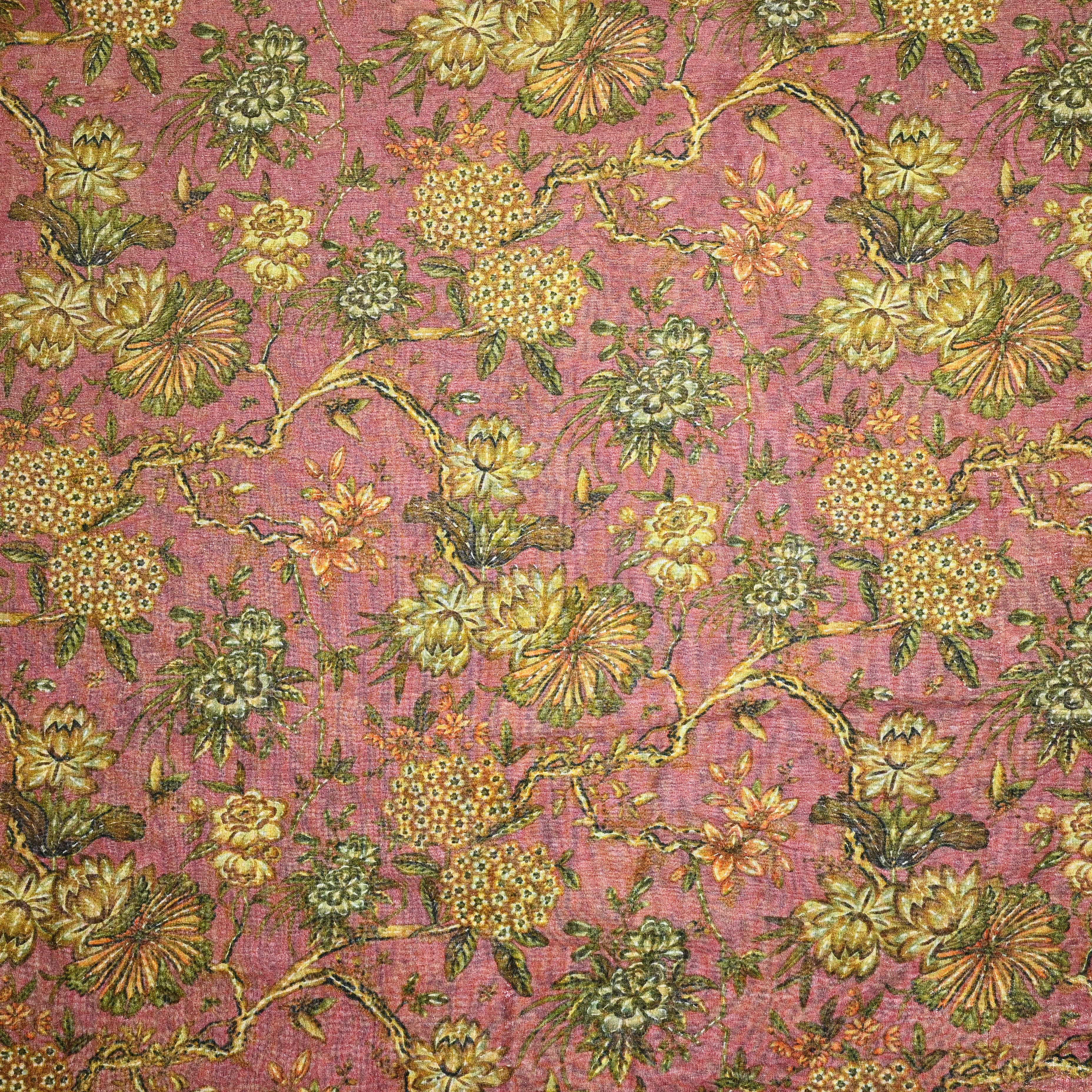 Dusty Pink Tissue Fabric With Digital Print