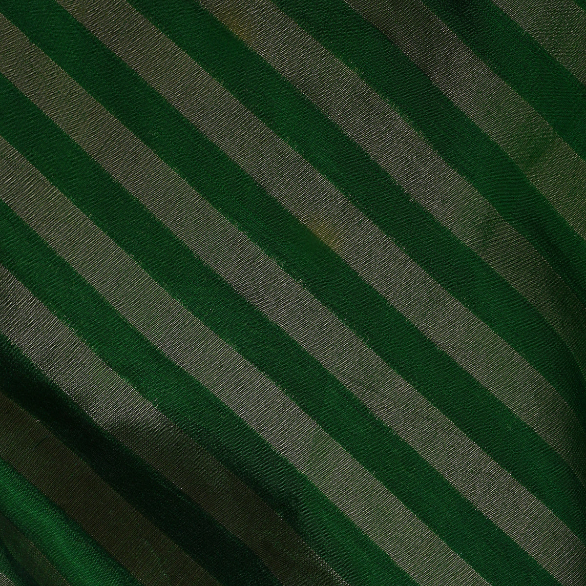 Forest Green Gold Zari Horizontal Striped Jamawar Silk Fabric
