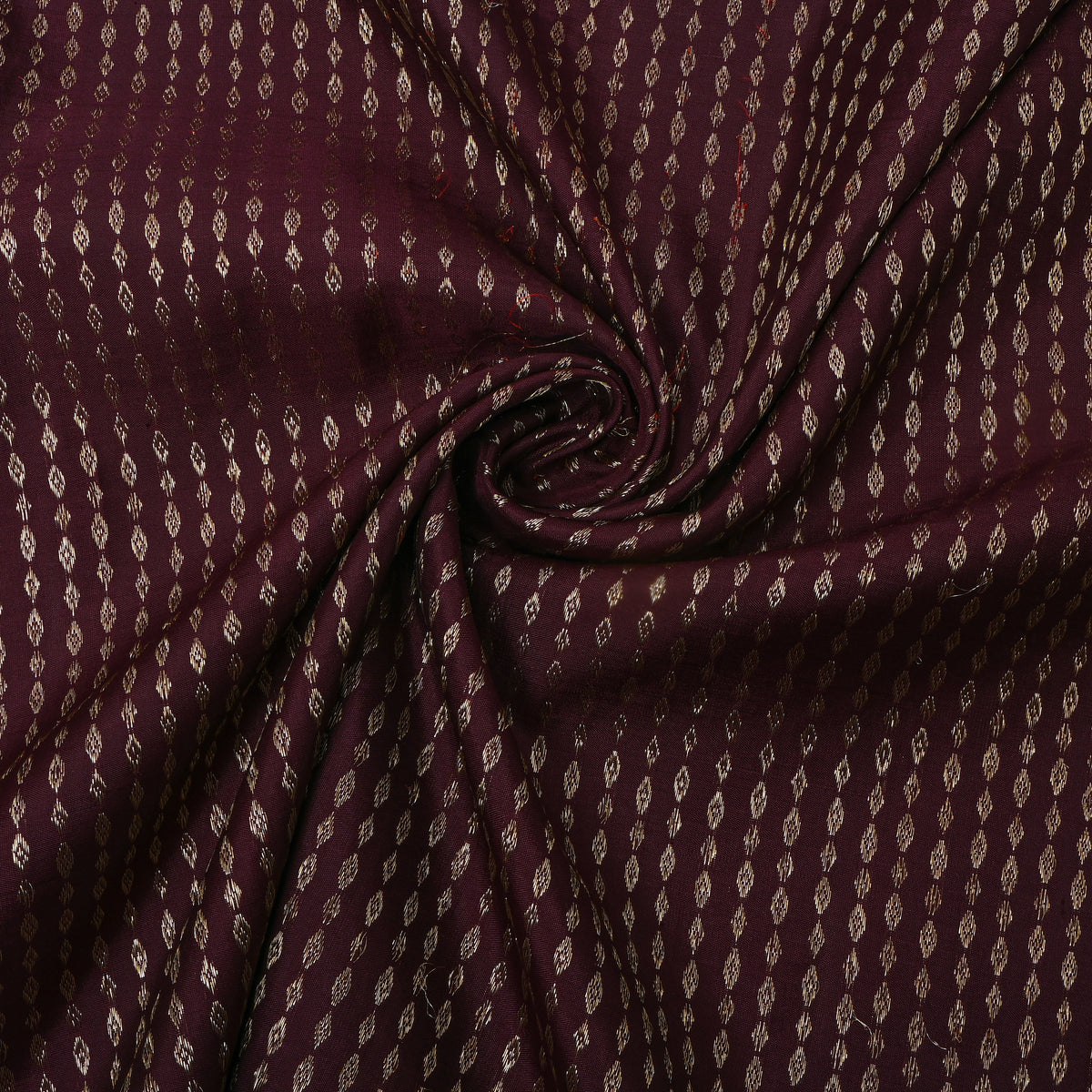 Aubergine Gold Zari Butti Kanjivaram Silk Fabric