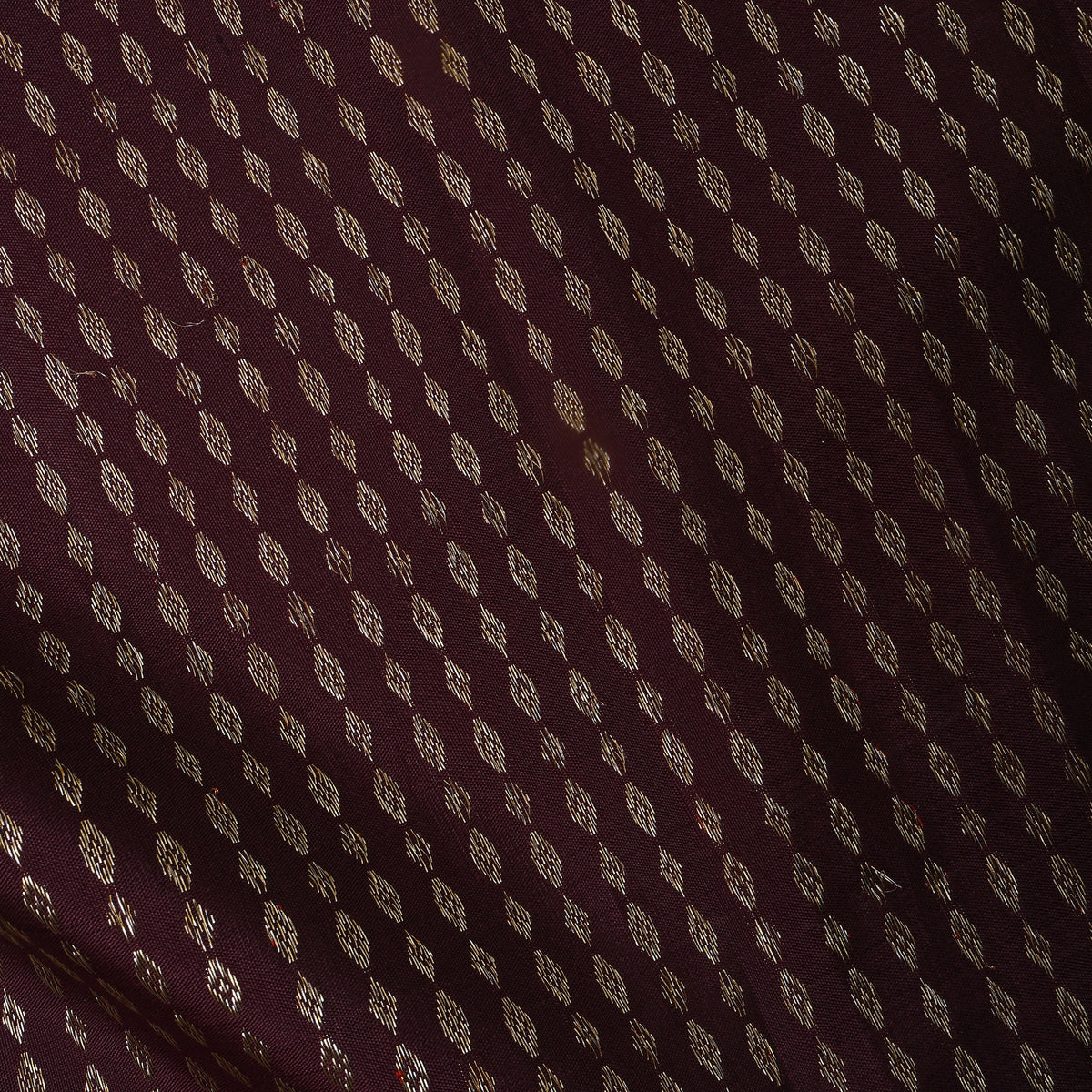 Aubergine Gold Zari Butti Kanjivaram Silk Fabric