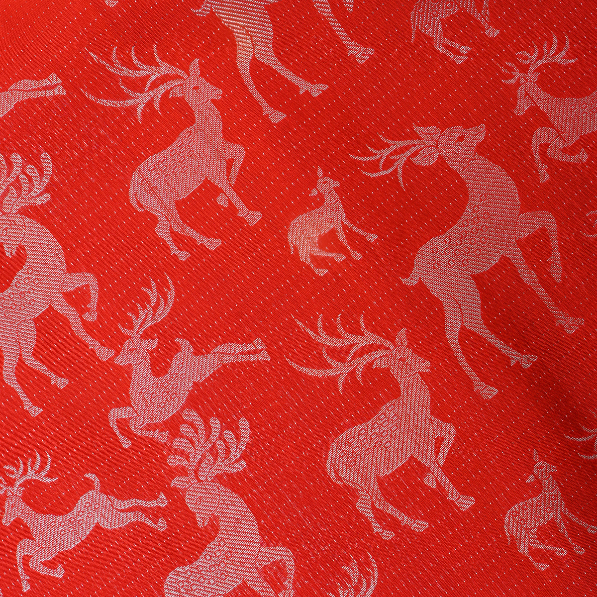 Tangerine Green Deer Zari Weave Kanjivaram Silk Fabric