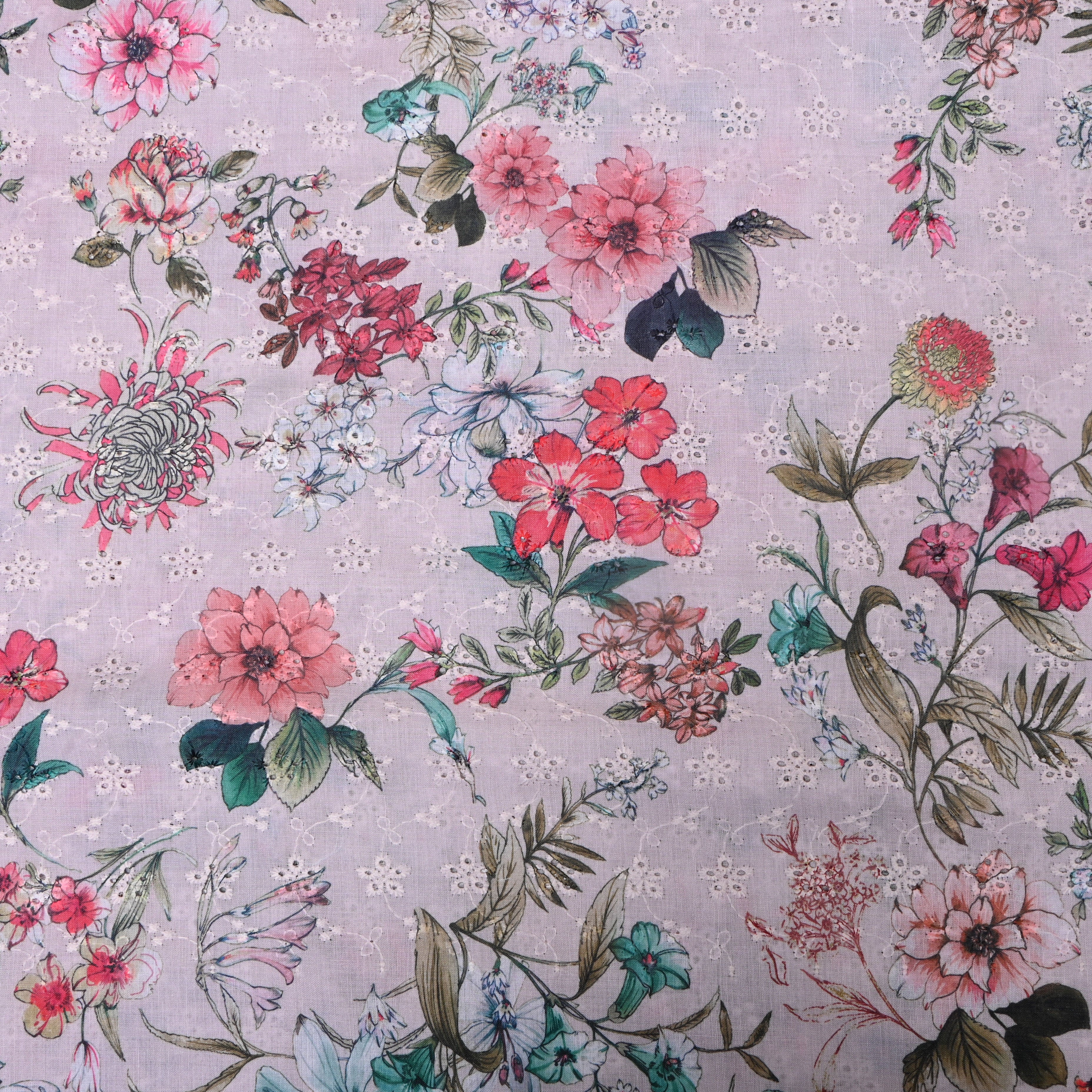 Dusty Mauve Wildflower Print Cotton Fabric