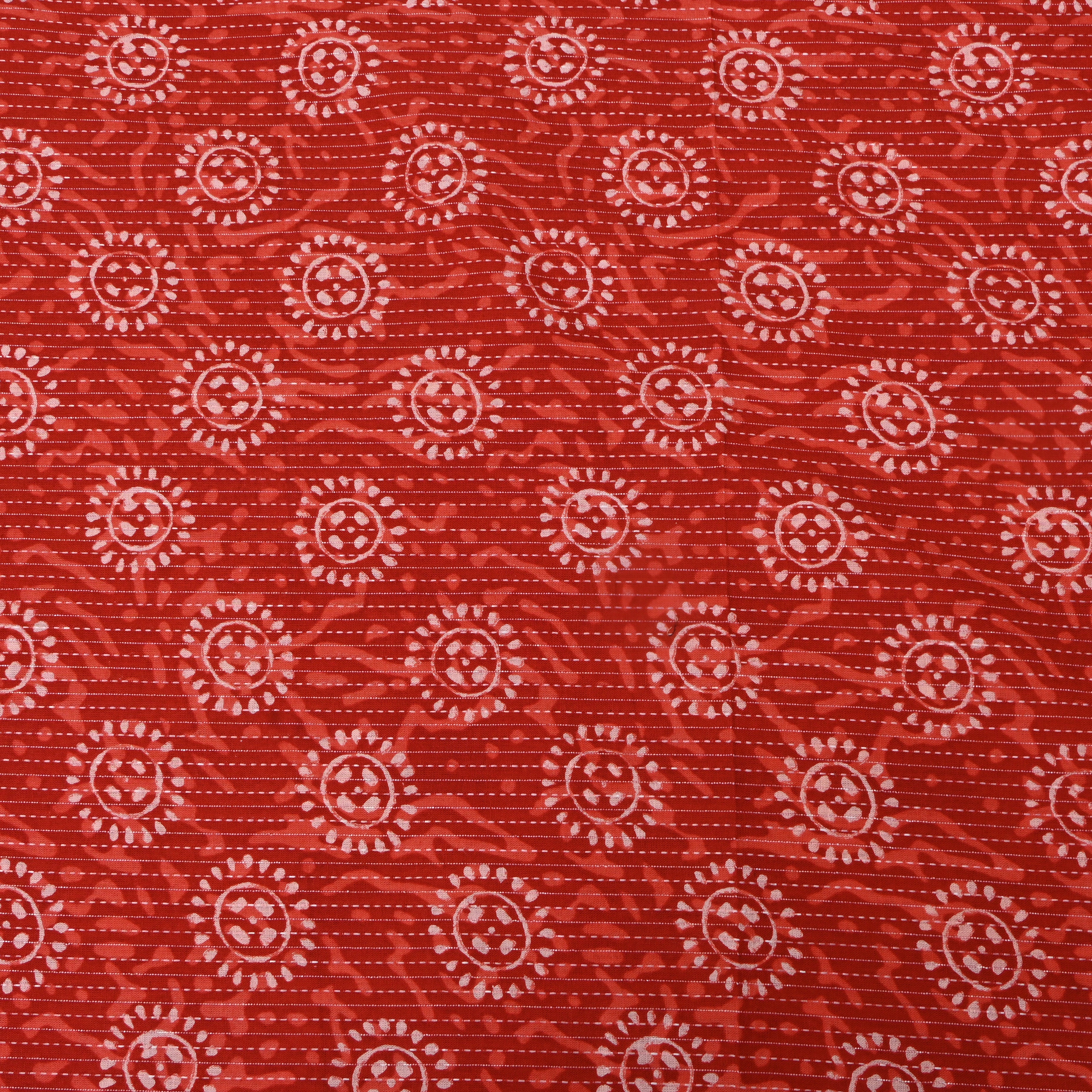 Rust Orange Bandhani-Style Print Cotton Fabric