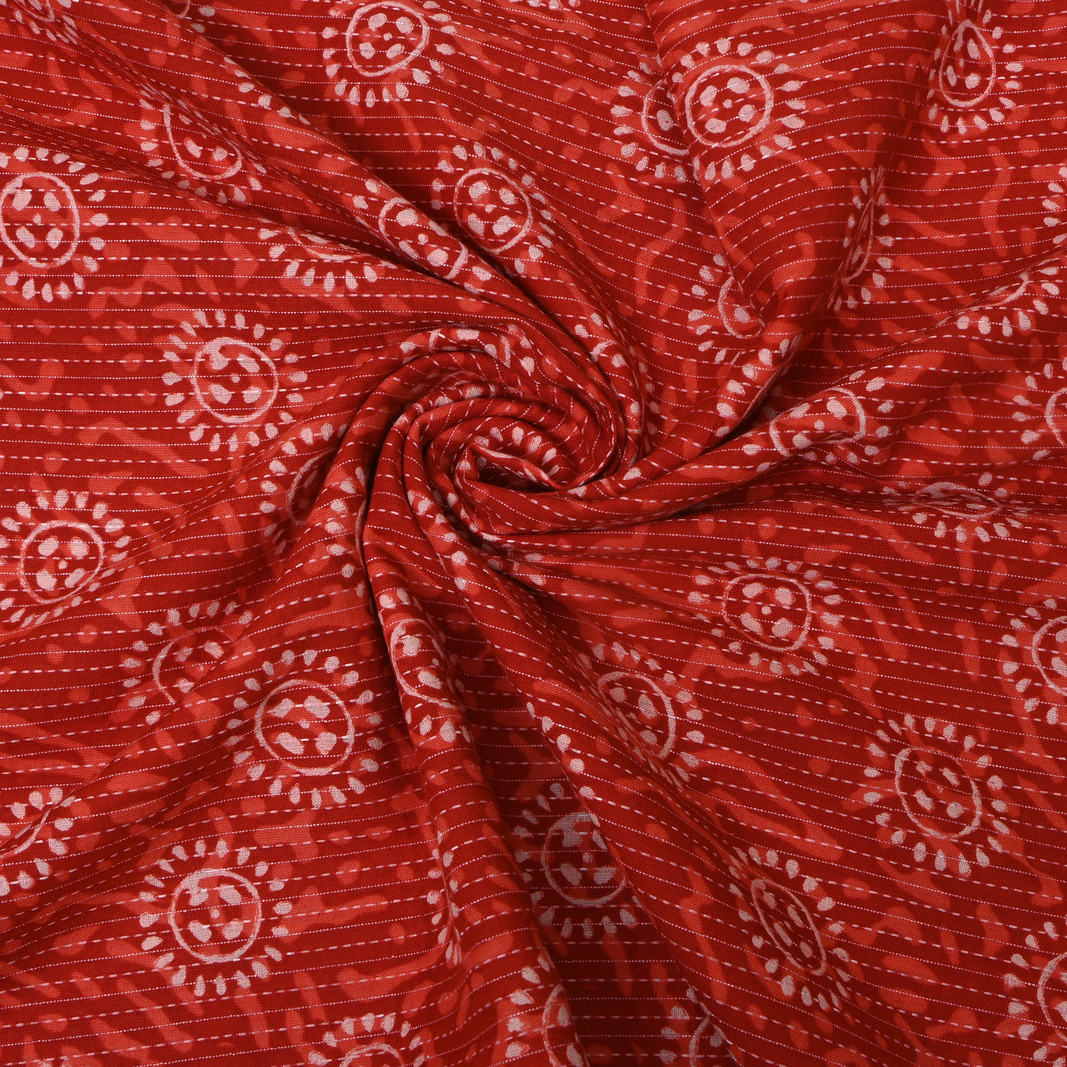 Rust Orange Bandhani-Style Print Cotton Fabric