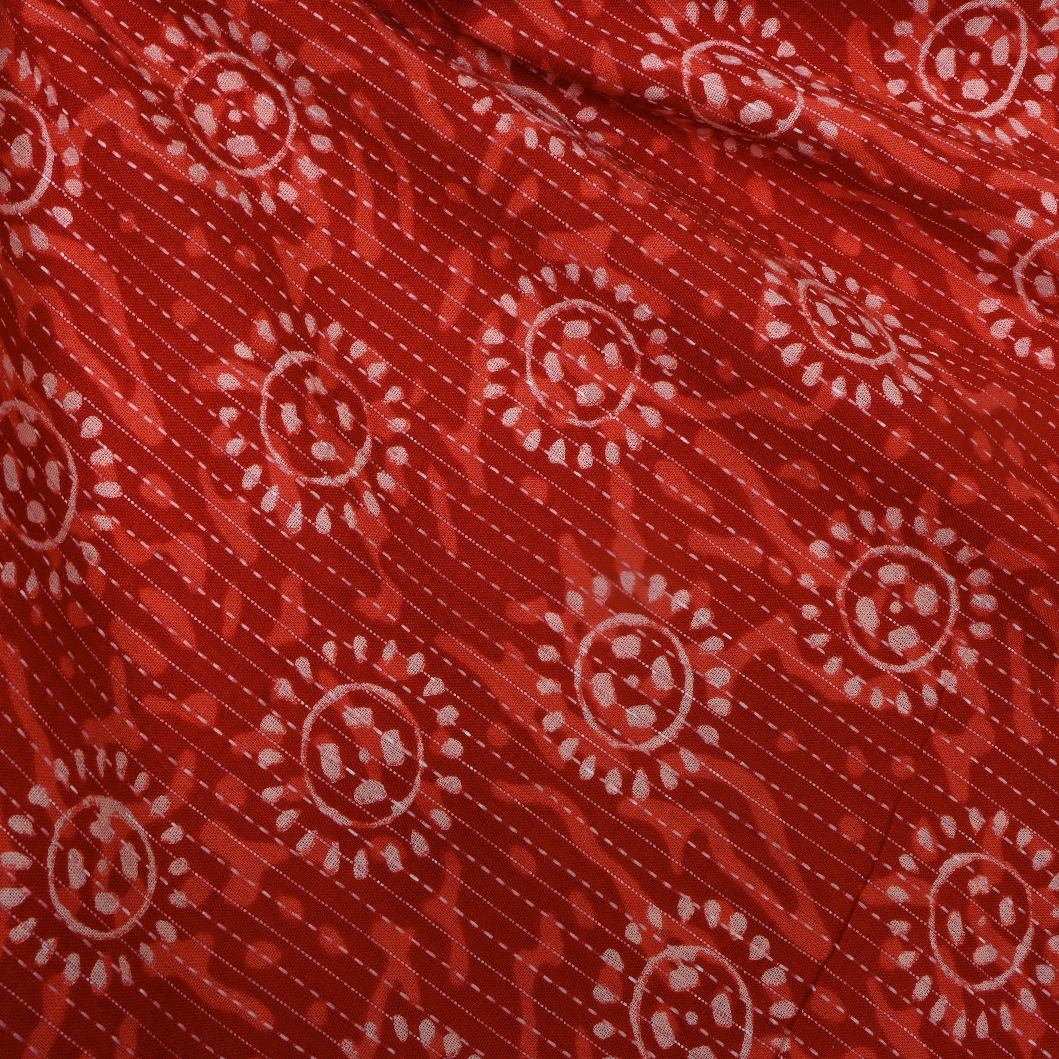 Rust Orange Bandhani-Style Print Cotton Fabric