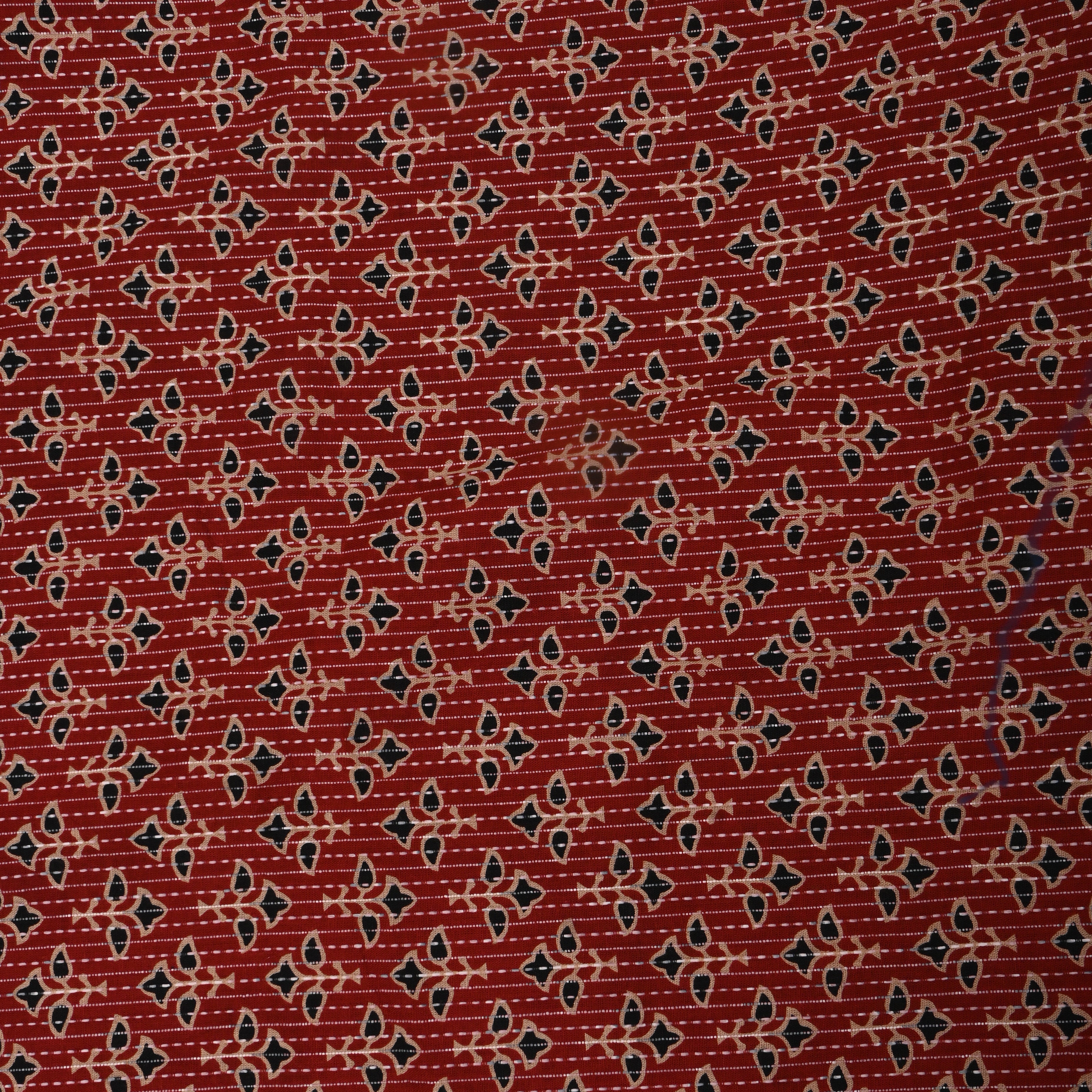 Deep Red Ajrakh Leaf Print Cotton