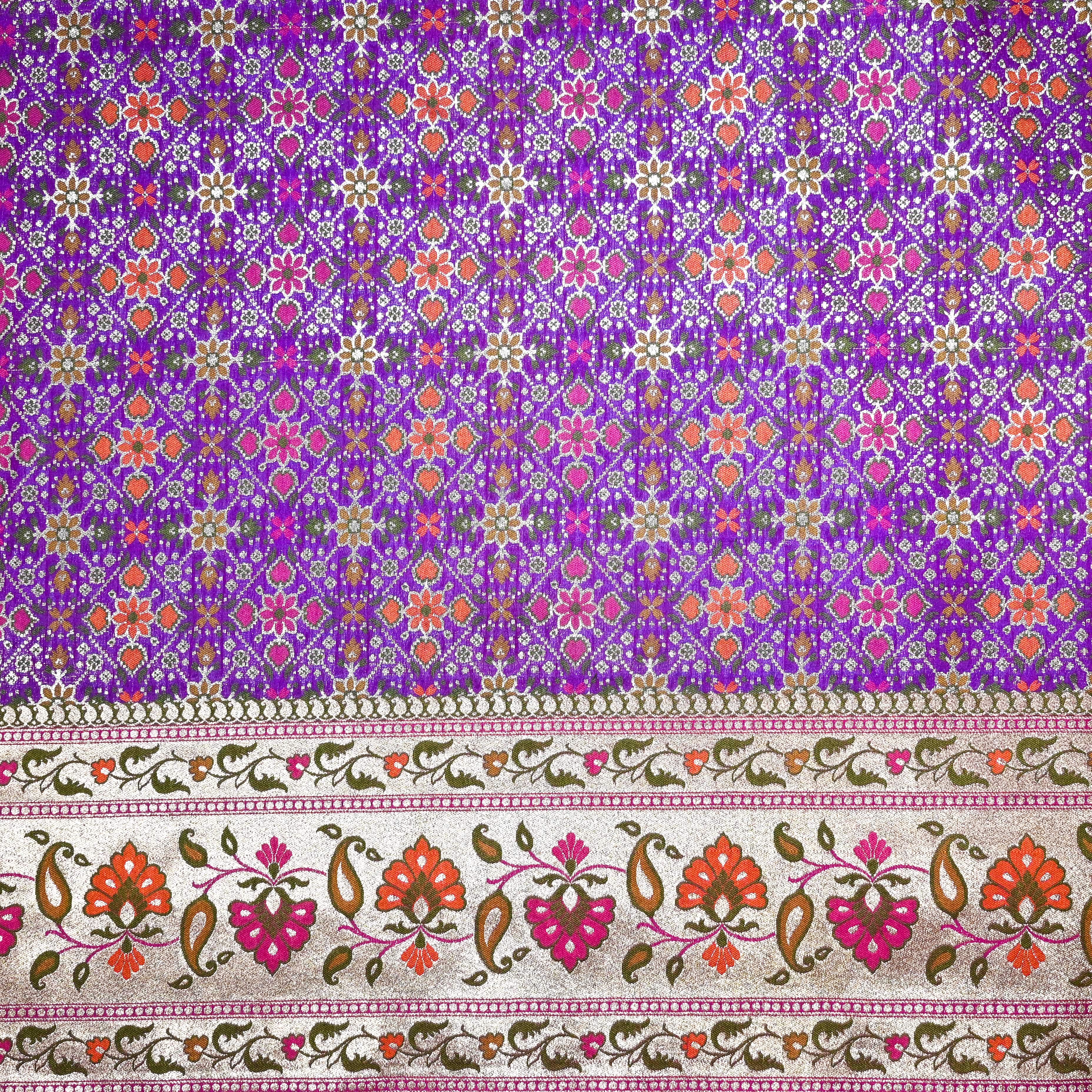Purple Banaras Fabric With Meenakari Border