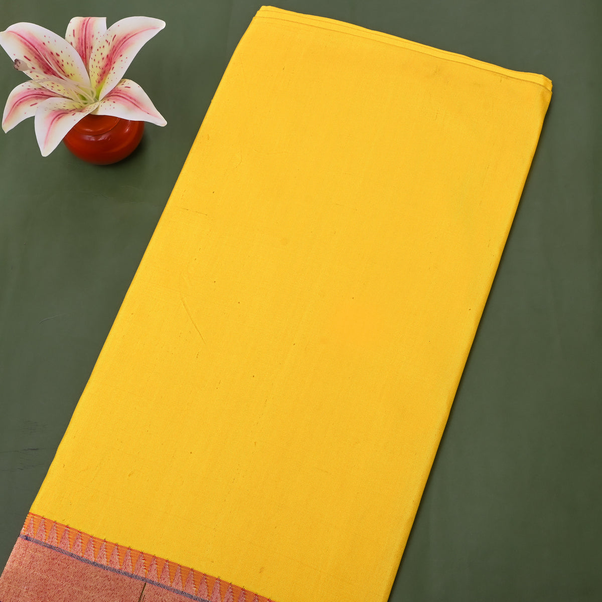 Sun Yellow Paithani Banarasi Silk Fabric