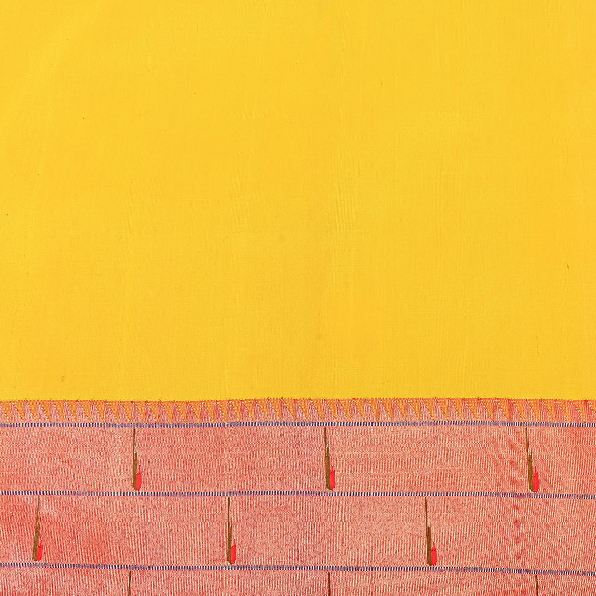 Sun Yellow Paithani Banarasi Silk Fabric