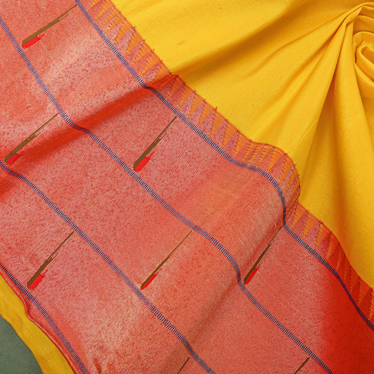 Sun Yellow Paithani Banarasi Silk Fabric