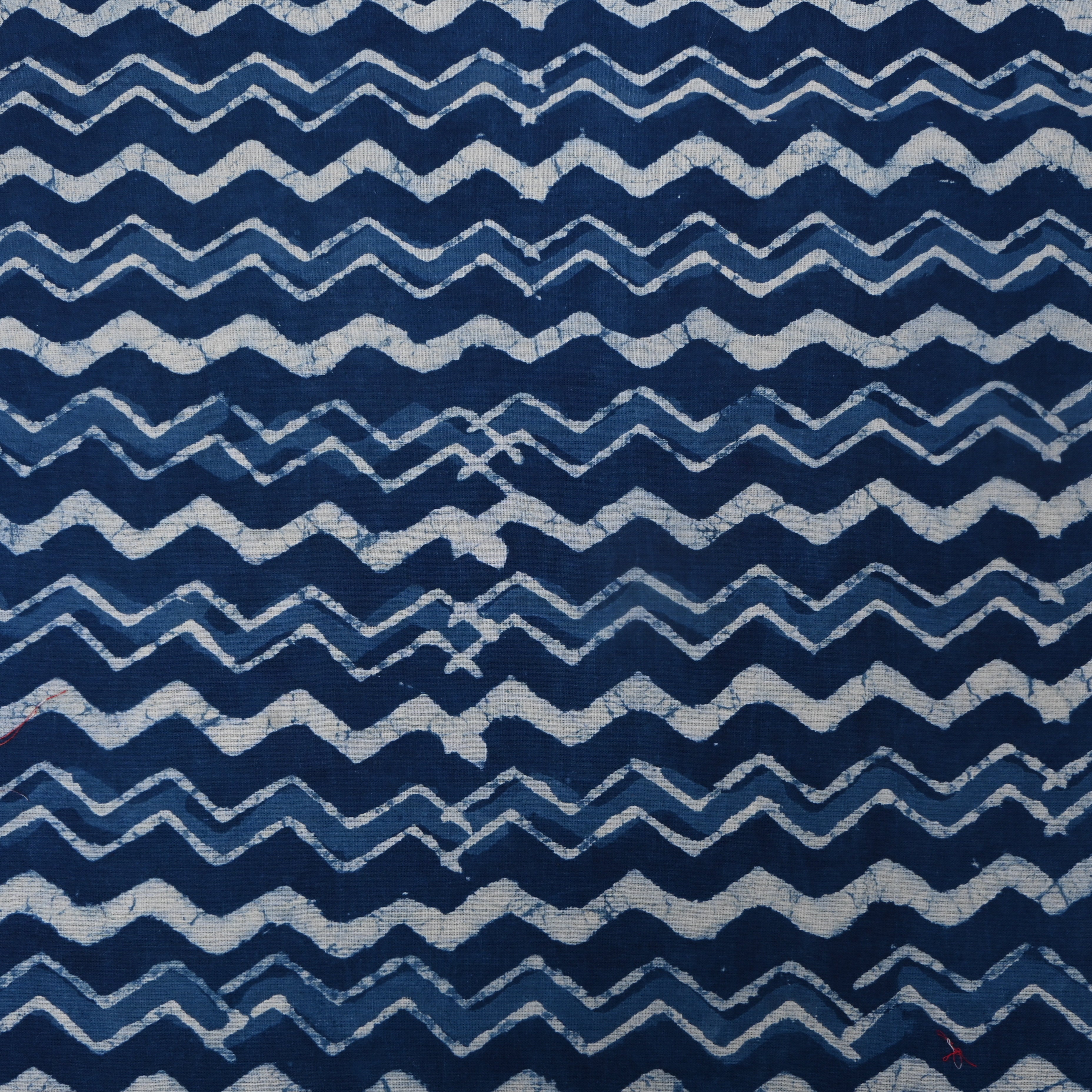 Indigo Blue Chevron Block Print Cotton Fabric