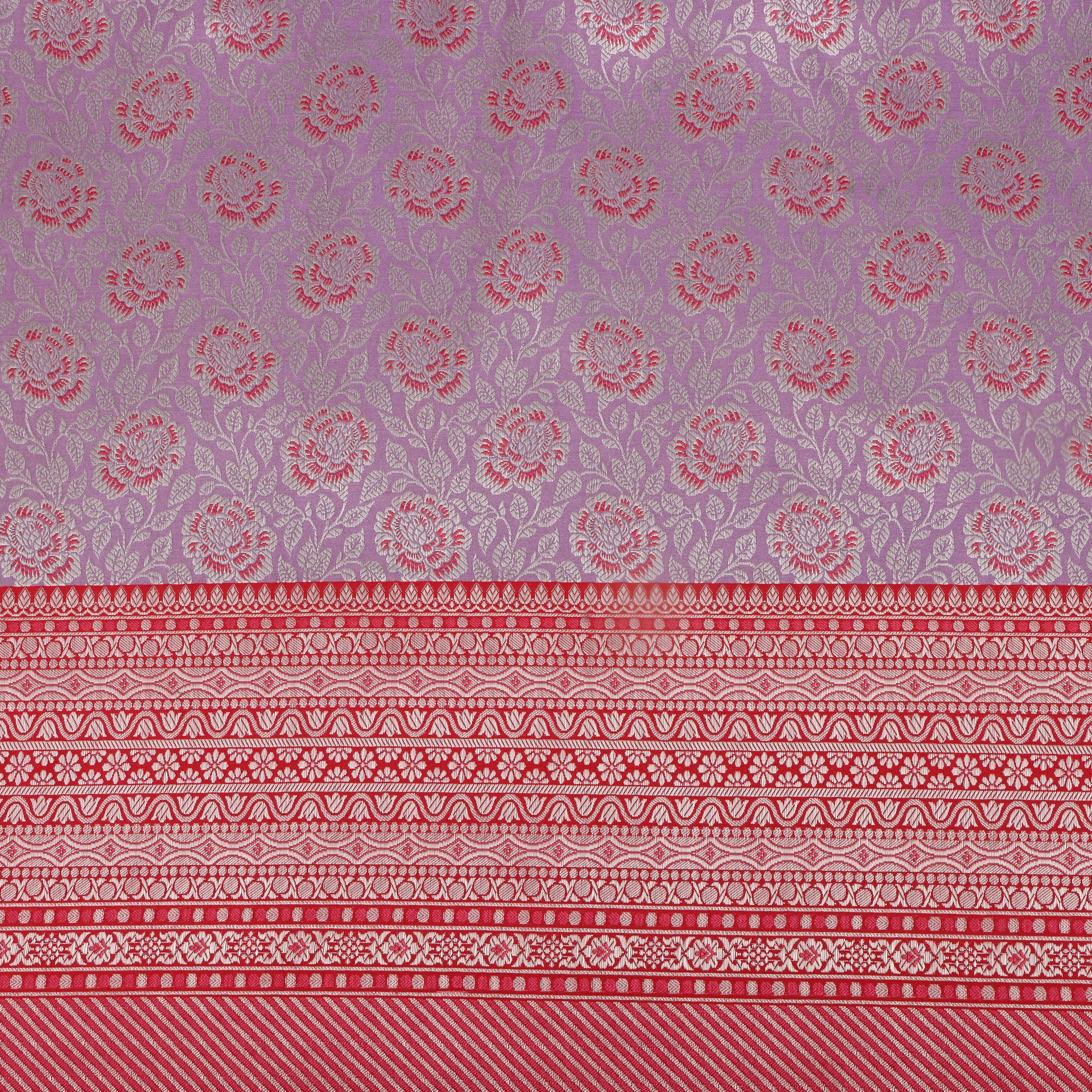 Lilac Banaras Fabric With Contrast Border