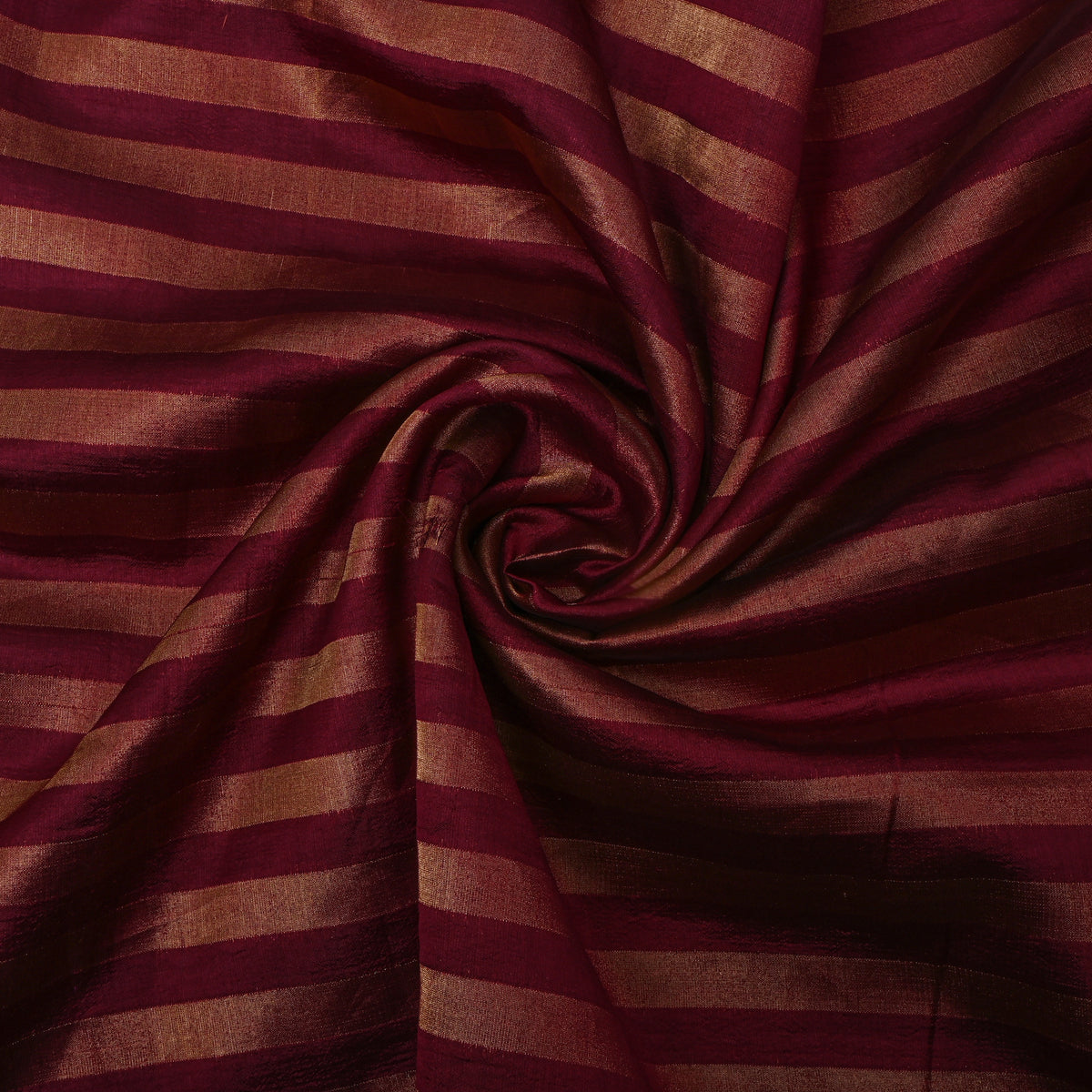 Claret Wine Gold Zari Line Striped Jamawar Silk Fabric