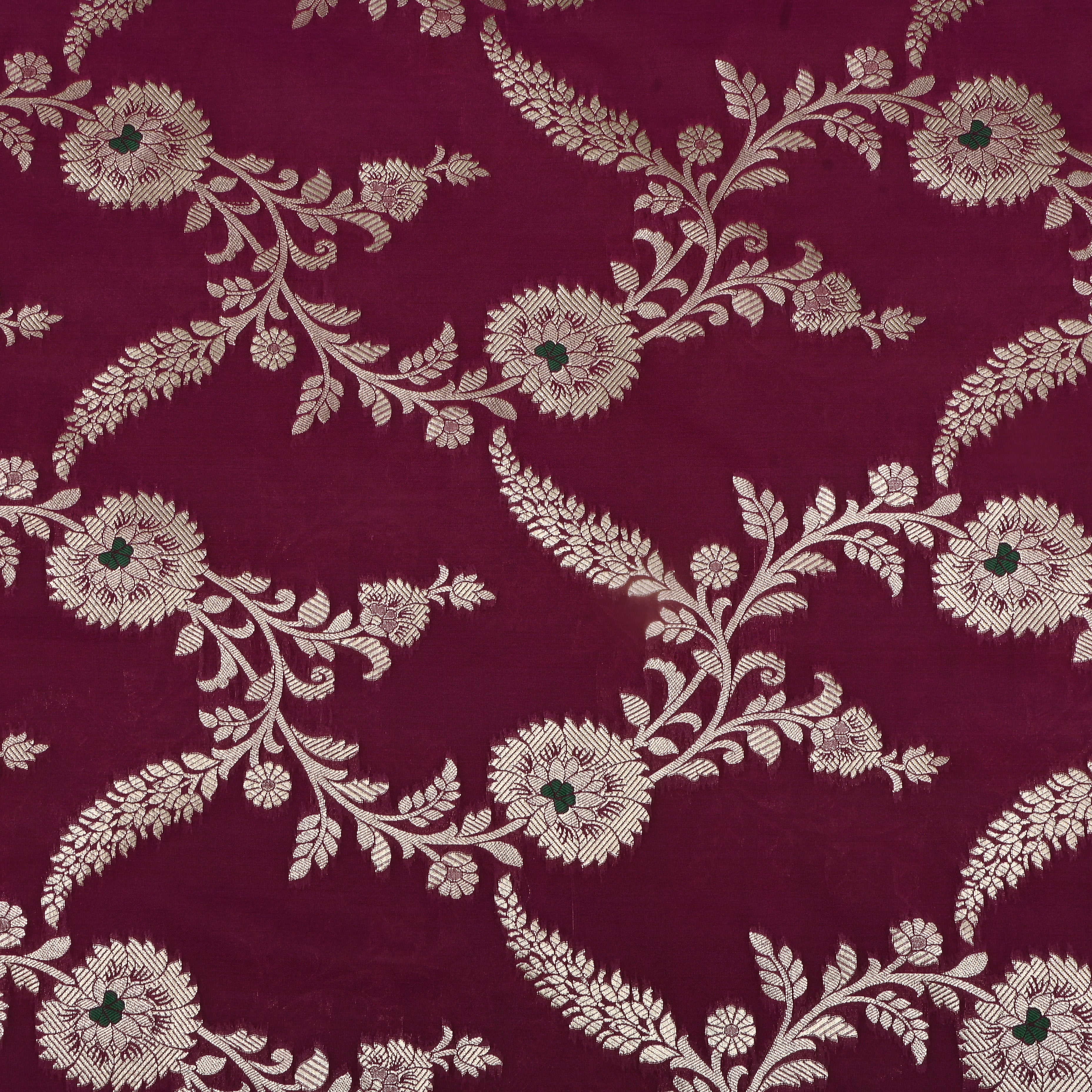 Boysenberry Purple Banaras Fabric With Floral Jaal