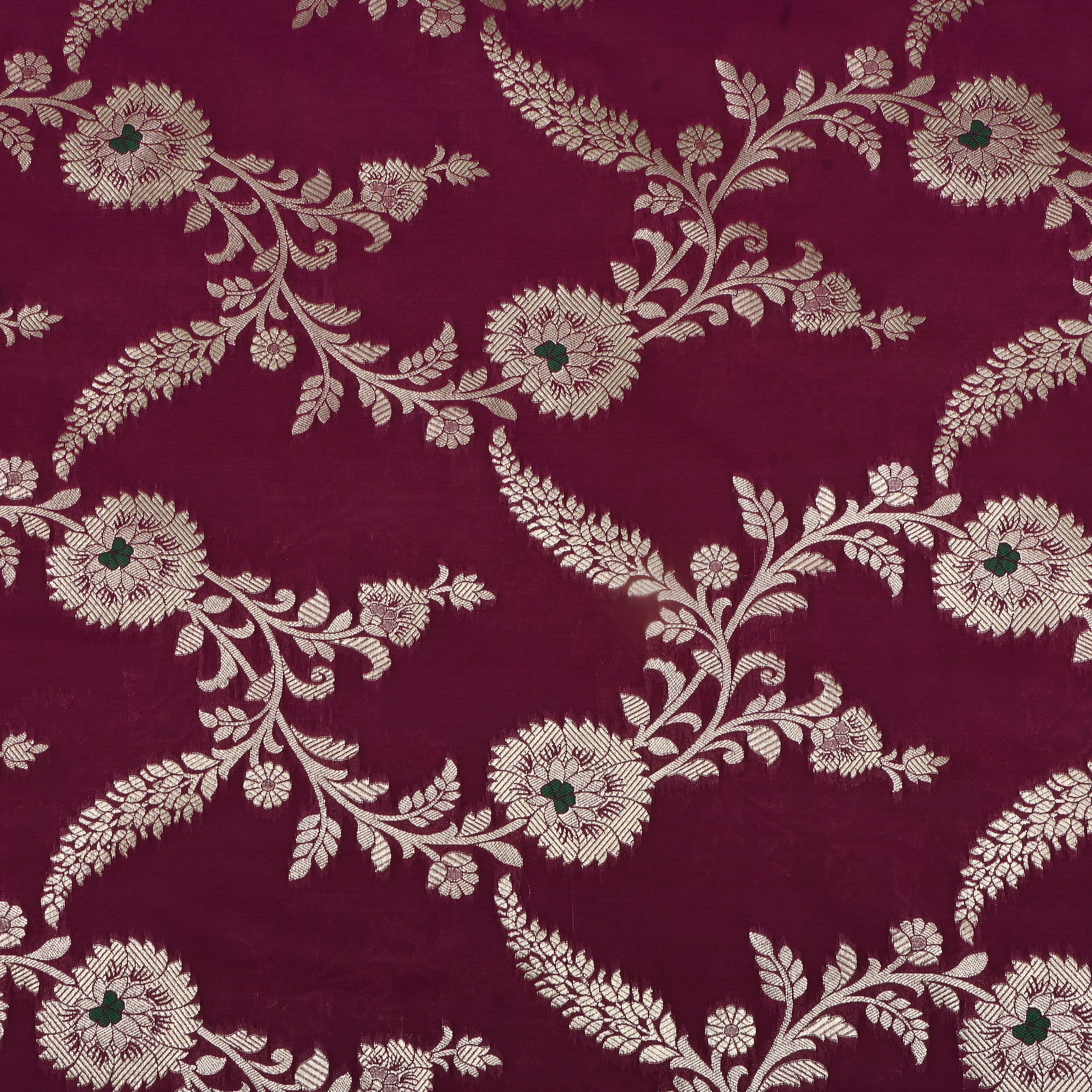 Boysenberry Purple Banarasi Fabric With Floral Jaal