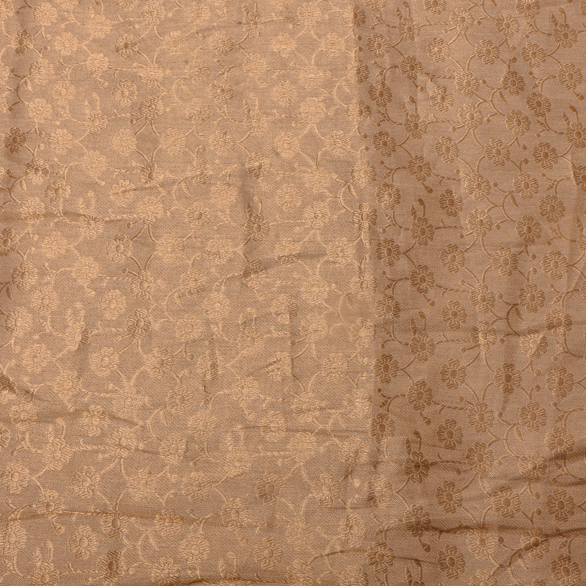 Sandstone Gold Zari Floral Jamawar Silk Fabric