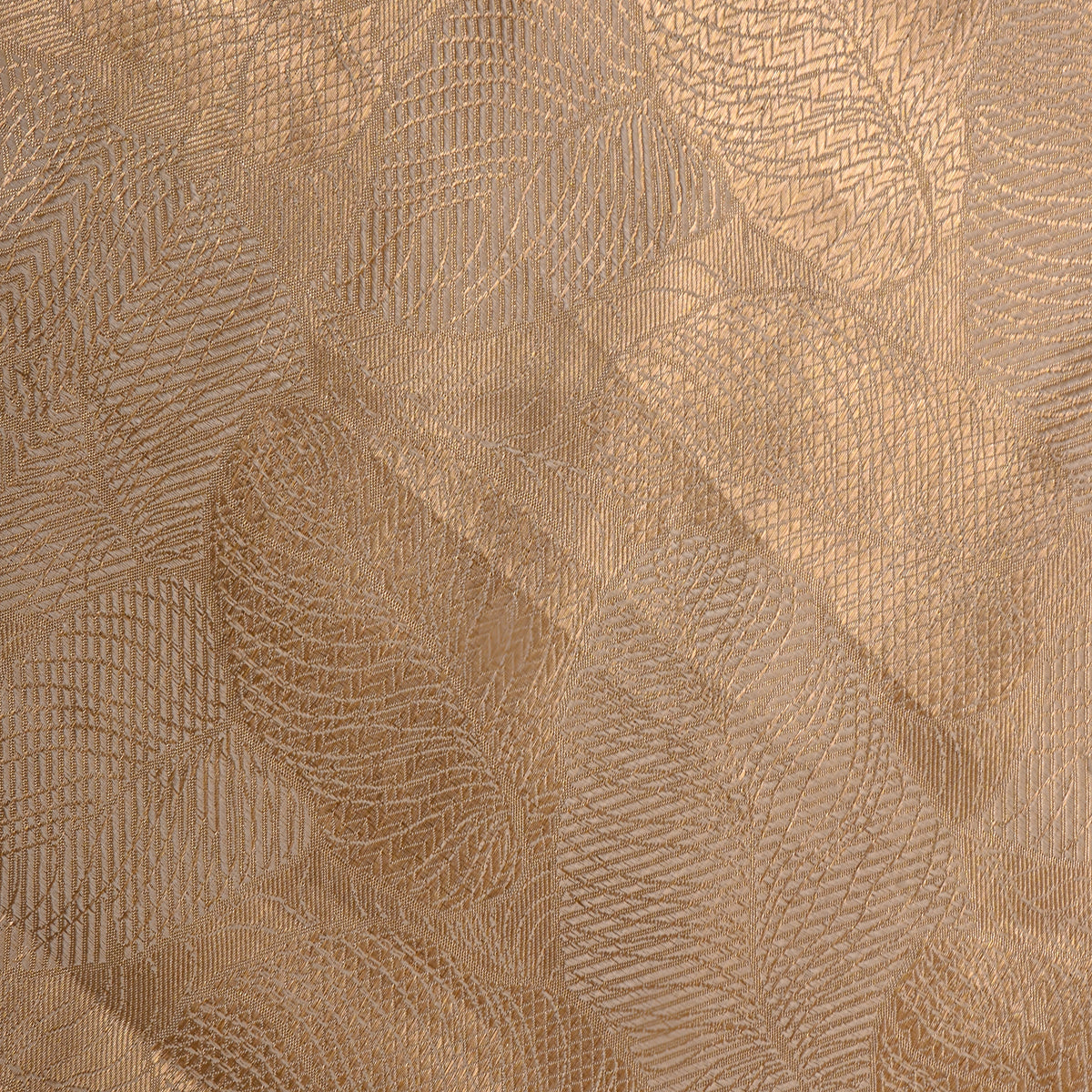 Champagne Gold Zari Leaf Floral Jamawar Silk Fabric