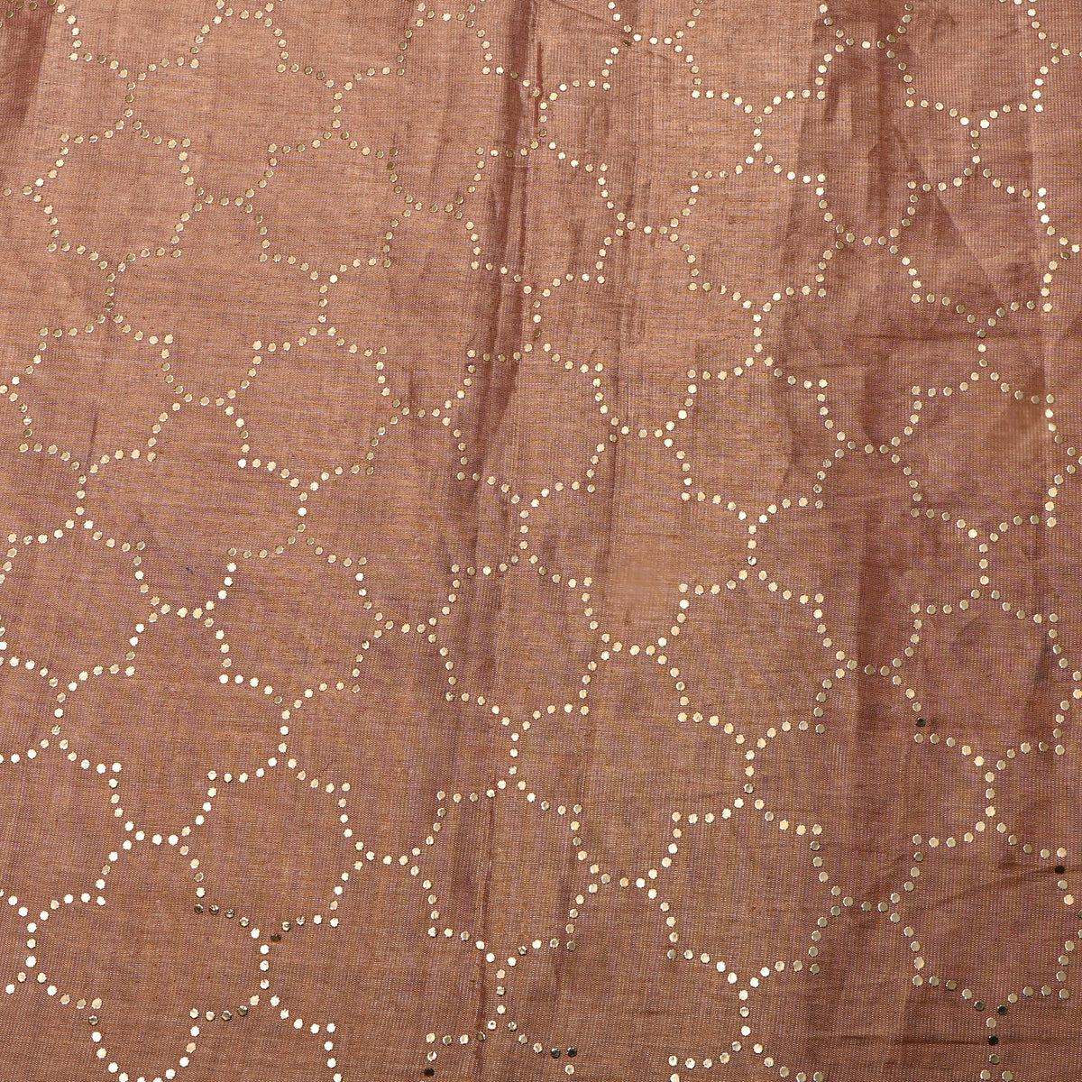 Clay Gold Foil Star Geometric Print Kanchi Tissue Fabric