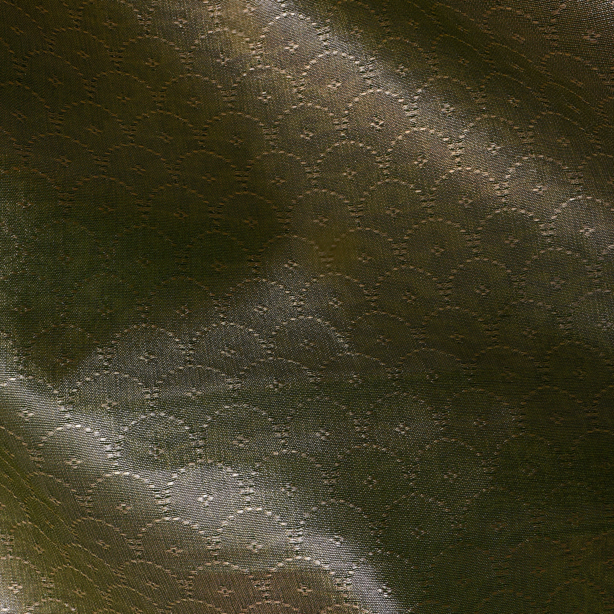 Olive Green Geometric Weave Jamawar Silk Fabric