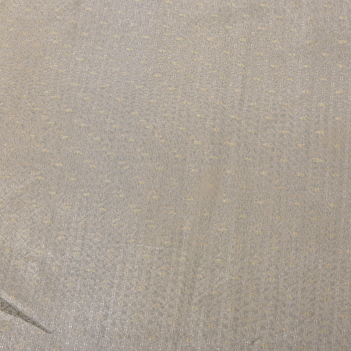 Champagne Cream Gold Zari Check Jamawar Silk Fabric