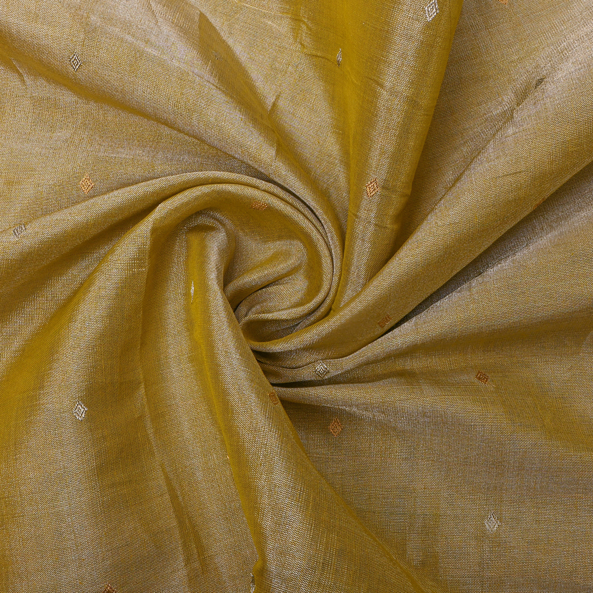 Wheat Dual Tone Zari Diamond Butti Self Weave Jamawar Silk Fabric