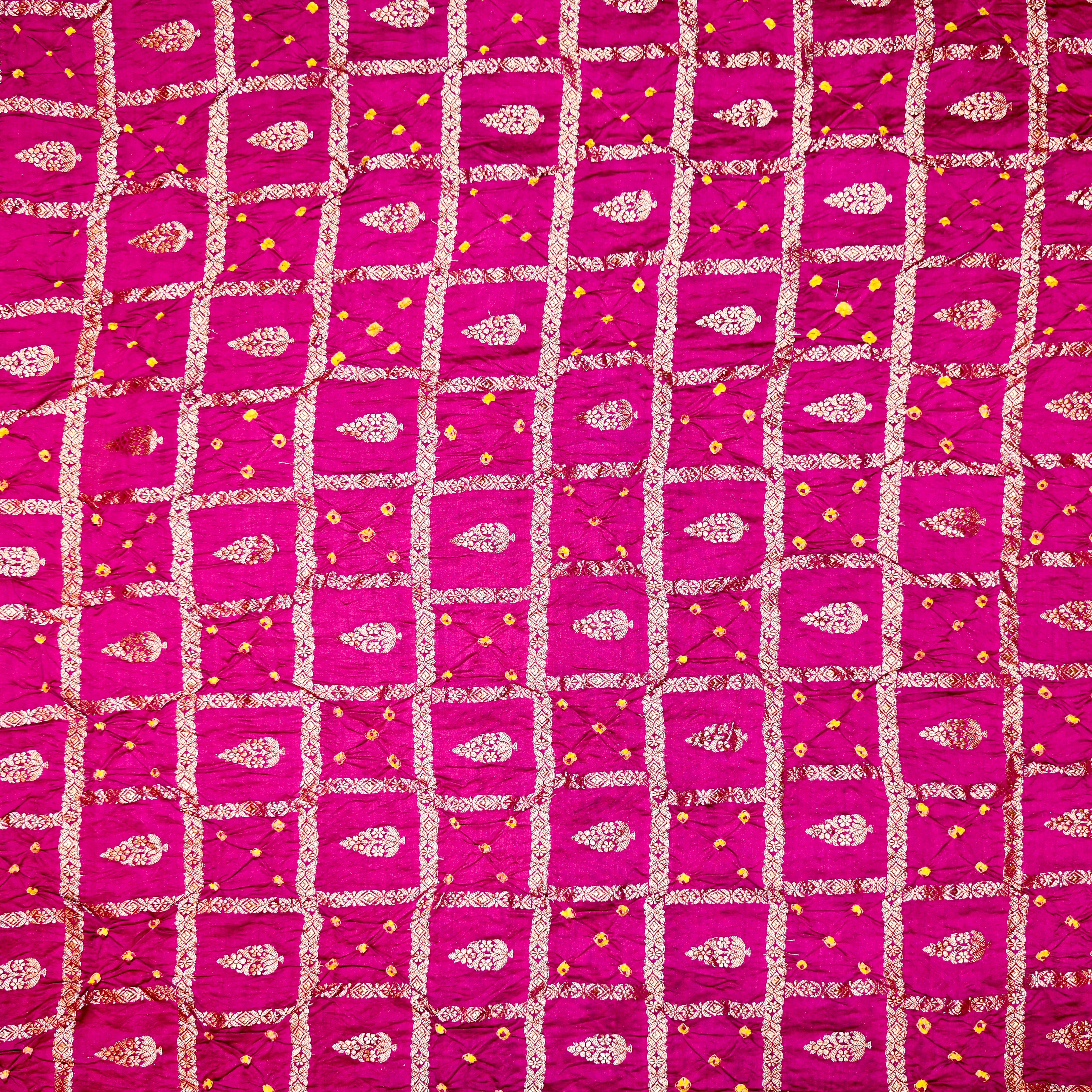 Hot Pink Banarasi Bandhani Fabric