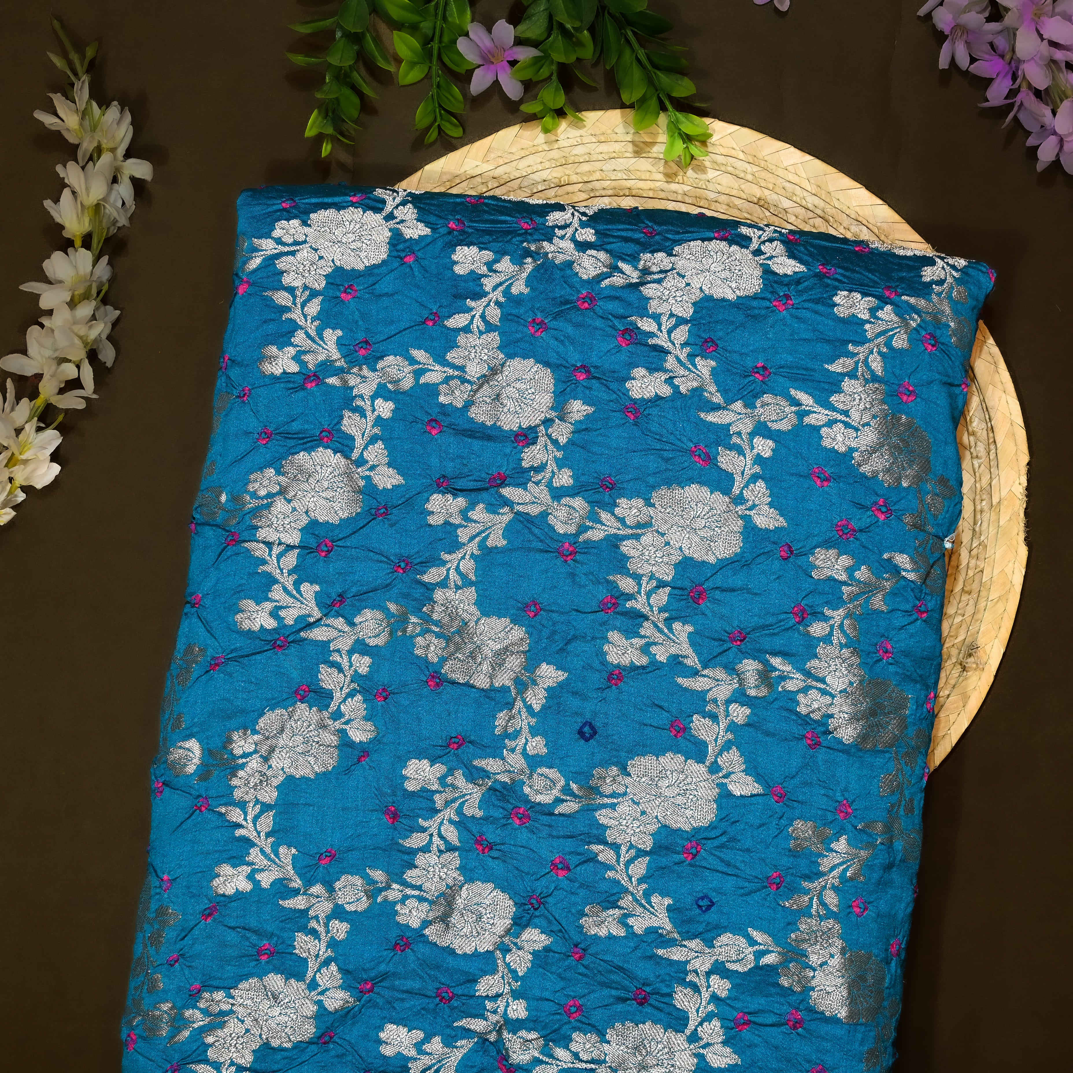 Tufts Blue Banarasi Bandhani Fabrics