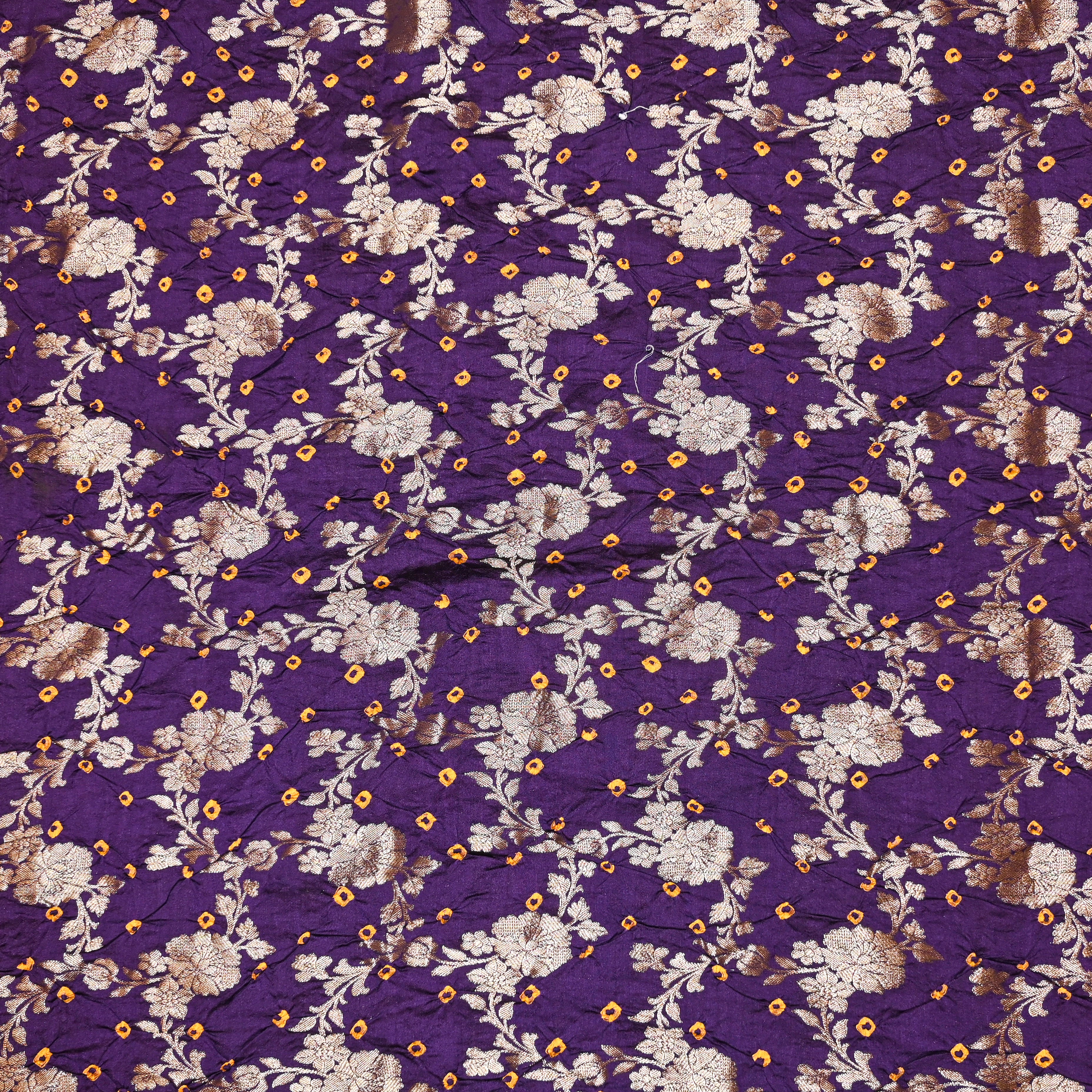 Dark Purple Banarasi Bandhani Fabric
