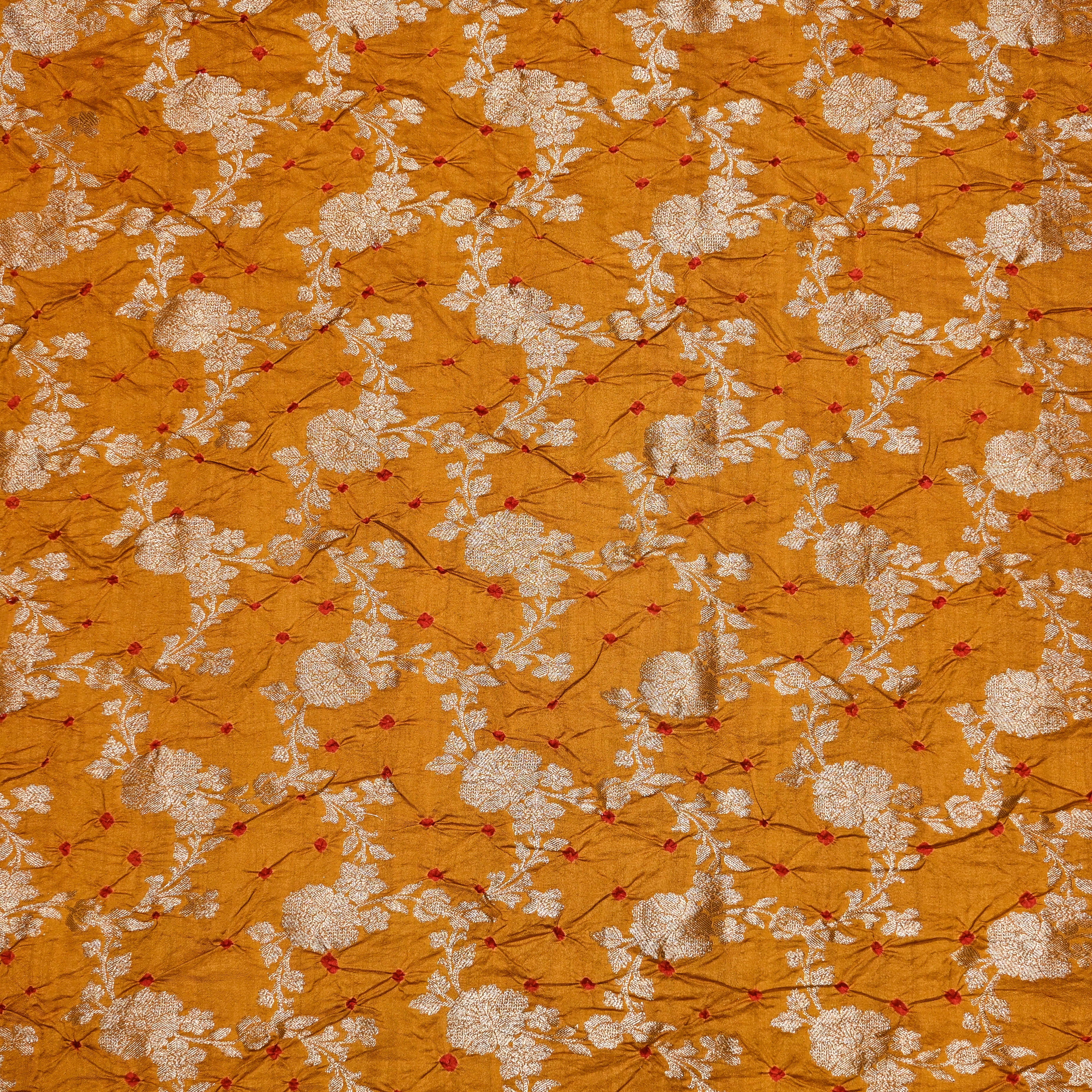 Gamboge Yellow Banarasi Bandhani Fabric